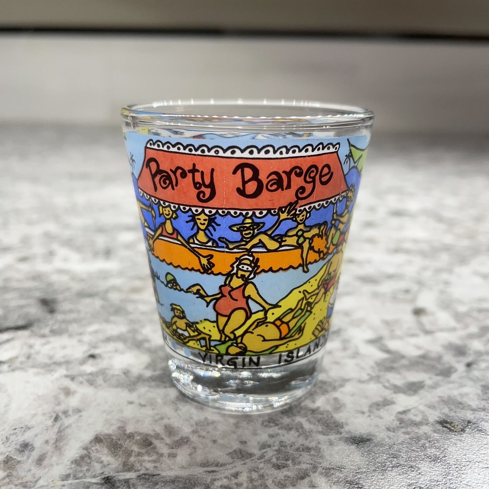 Party Barge Virgin Islands Caribbean Memories Shot Glass