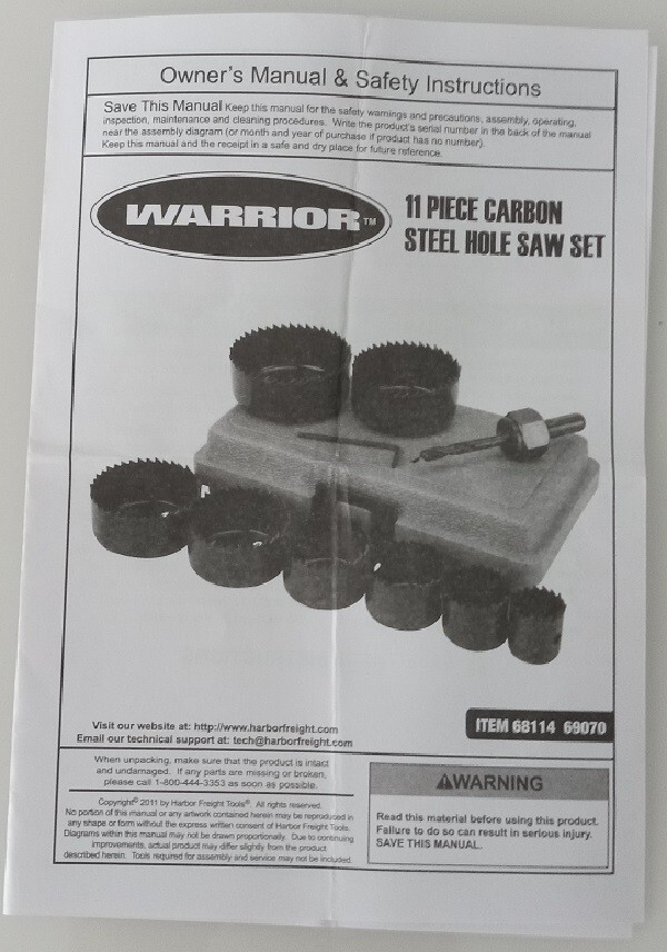 BRAND NEW: 11 Pieces Carbon Steel Hole Saw Set Warrior with Carrying Case