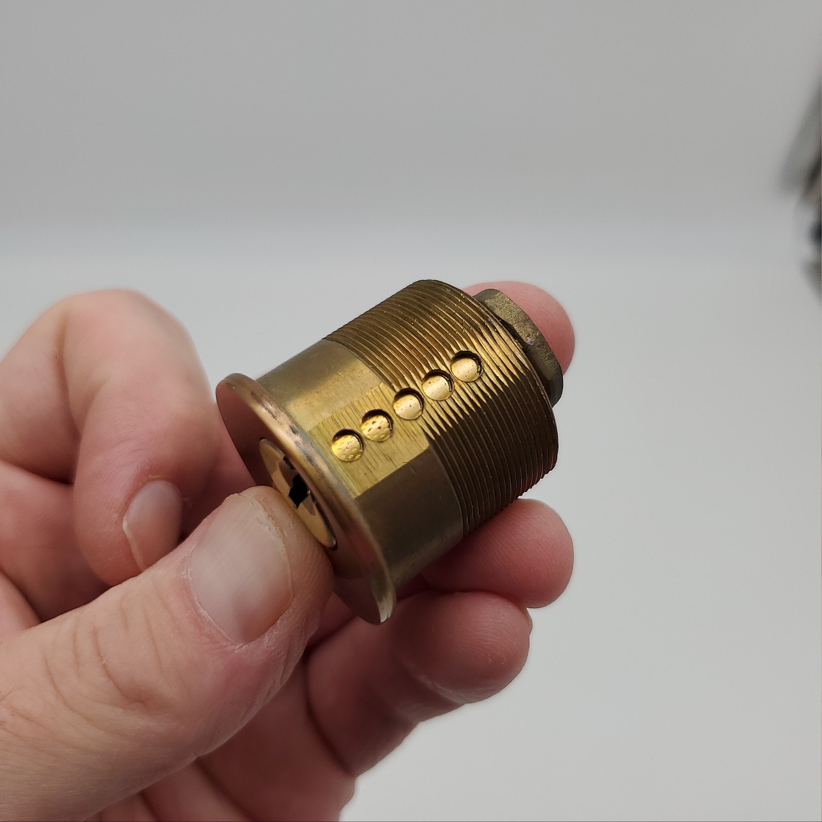 Falcon Mortise Cylinder 1-1/8" Length Satin Bronze # 985 E Keyway 5 Pin 9898 Cam