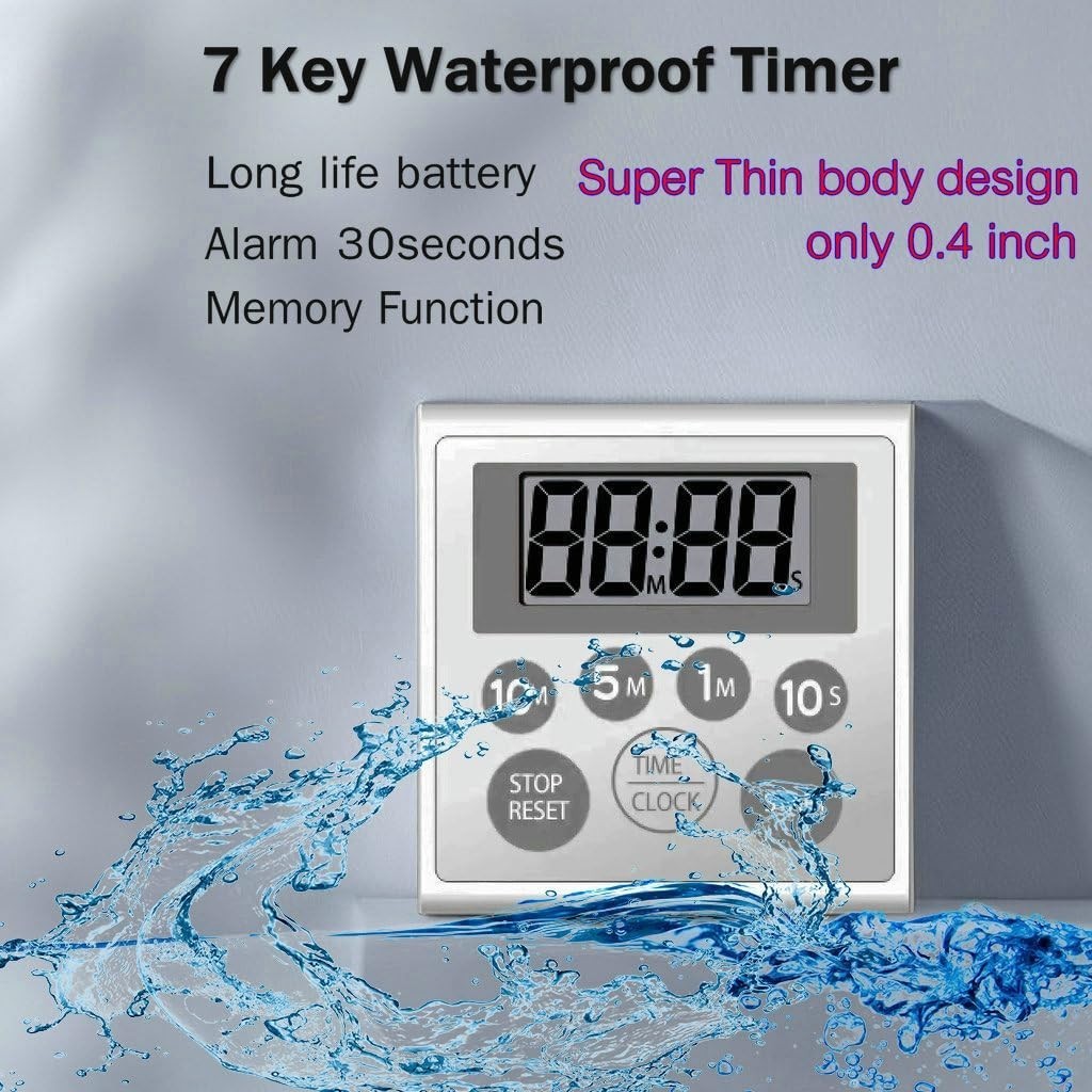 Digital Timer Waterproof Shower Timer Shower Clock Bathroom Kitchen Timer wit...
