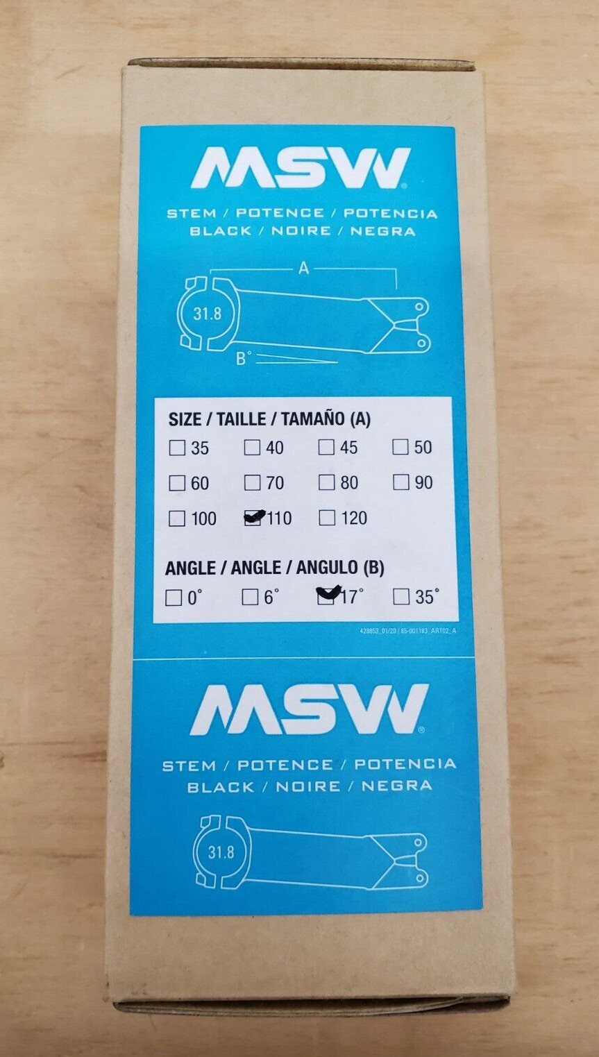 MSW Stem 110mm x 17 deg 1 1/8 Threadless - Black