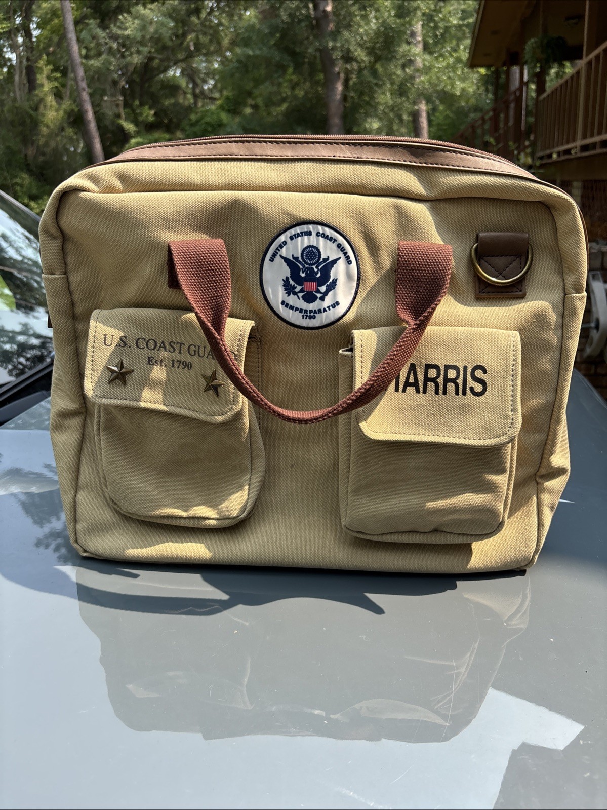 U.S. Coast Guard Personalized Canvas Messenger Bag With Name Bradford Exchange