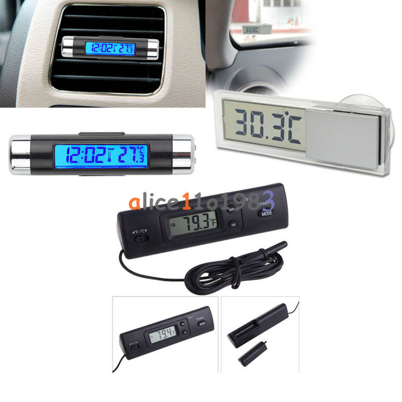 Digital LED Auto Car In-Outdoor Thermometer W/Sensor Temperature LCD Display