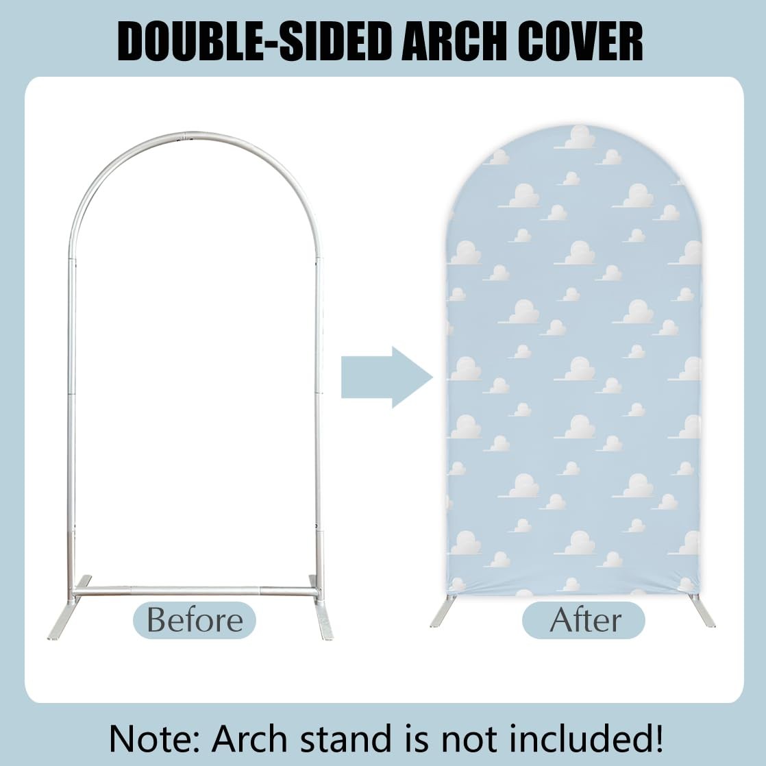 Aerdce Blue Sky White Clouds Arched Backdrop Coversdouble-Sided Stretchy Arched