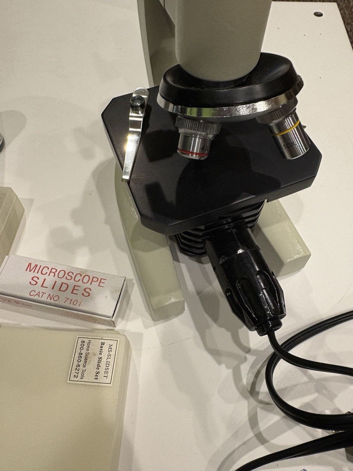 4, 10, 40x Beginner Biological Compound Monocular Microscope Homeschool Lot
