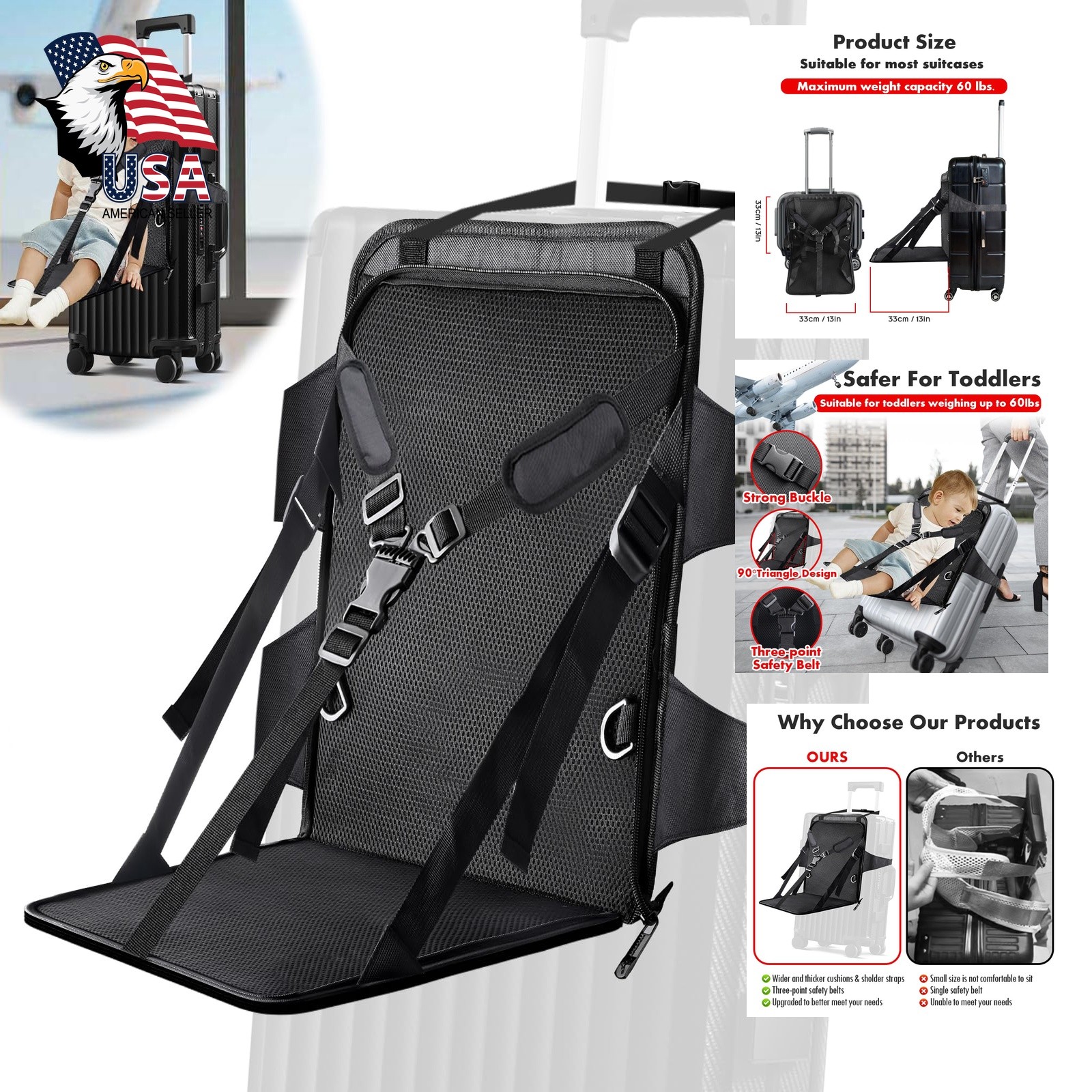 zxbaers Kids Travel Seat Ride on Suitcase Baby Seat