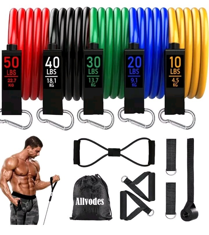 Resistance Bands, Resistance Band Set, Workout Bands, Exercise 10~150LBS Colour