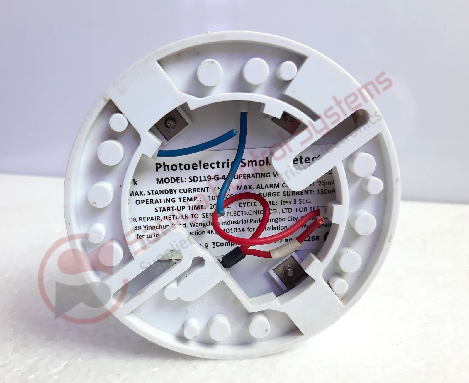 Sentek SD119-G-4 Photoelectic Smoke Detector With Base
