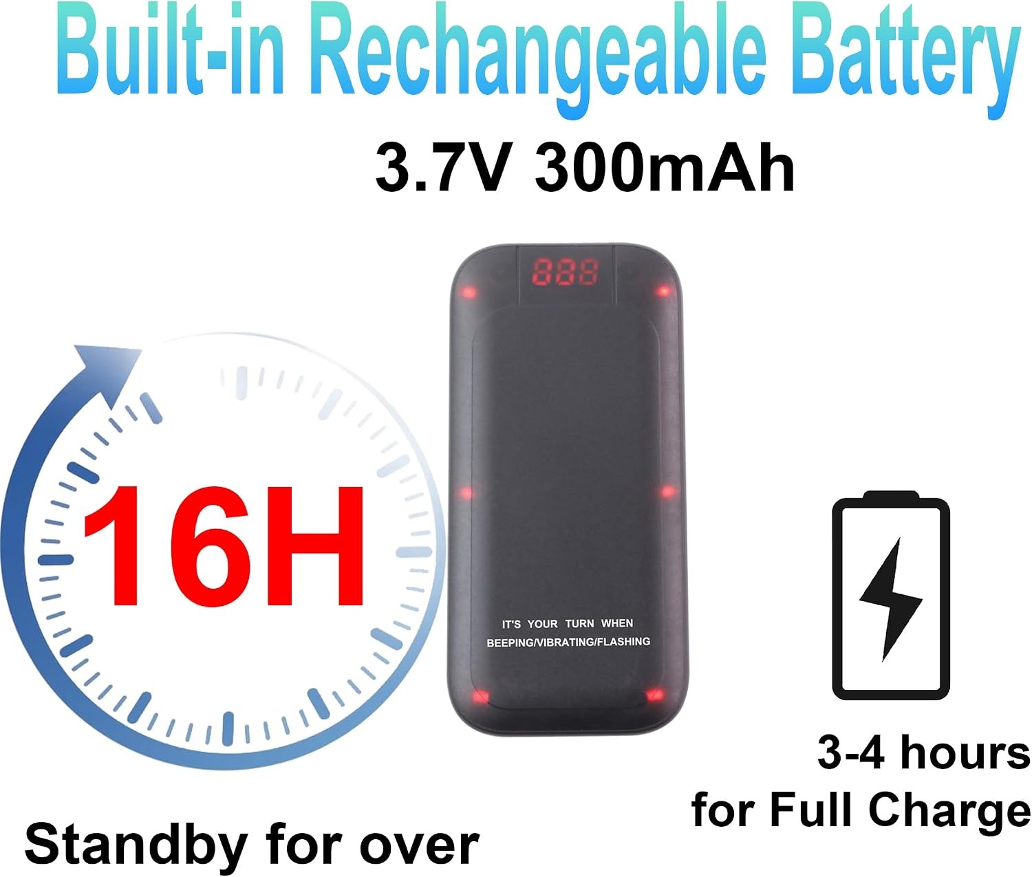 Restaurant Pager System 16 LED Beepers Wireless Calling Queue System
