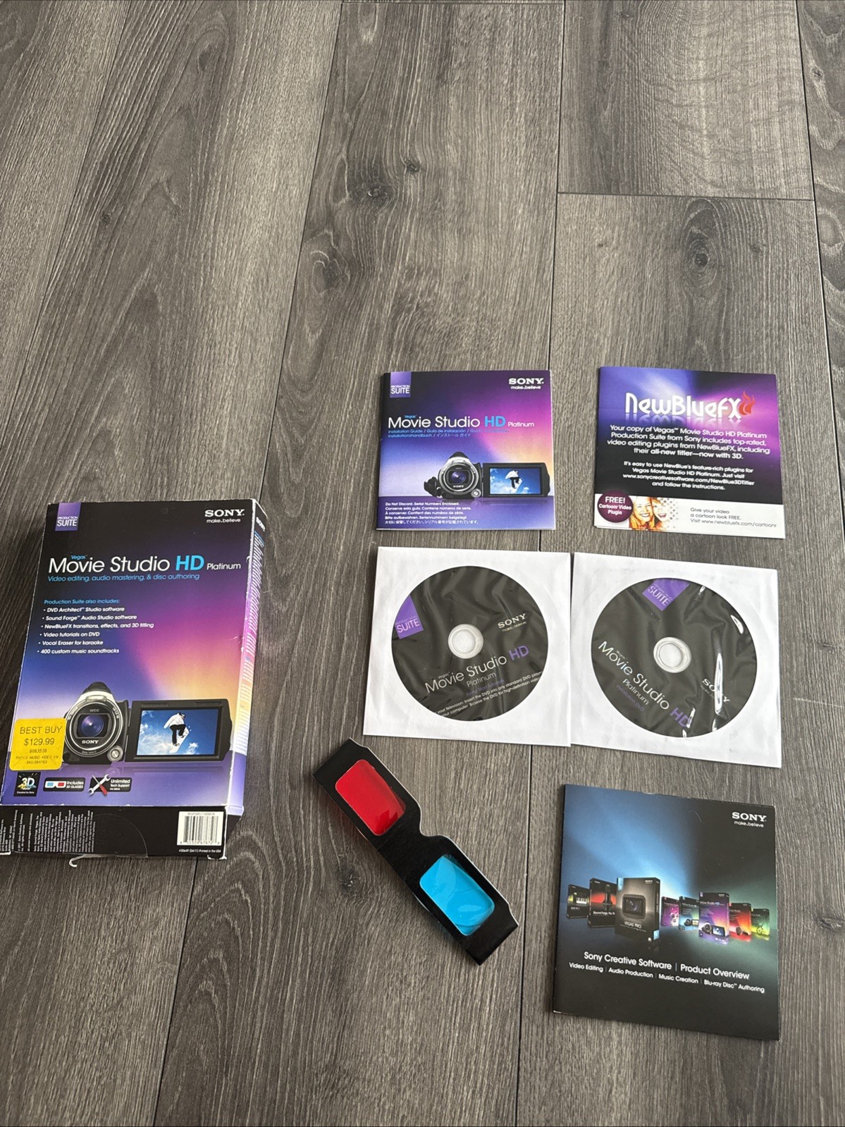 Sony Movie Studio HD Platinum Production Suite DVD Software w/ Disc & 3D Glasses