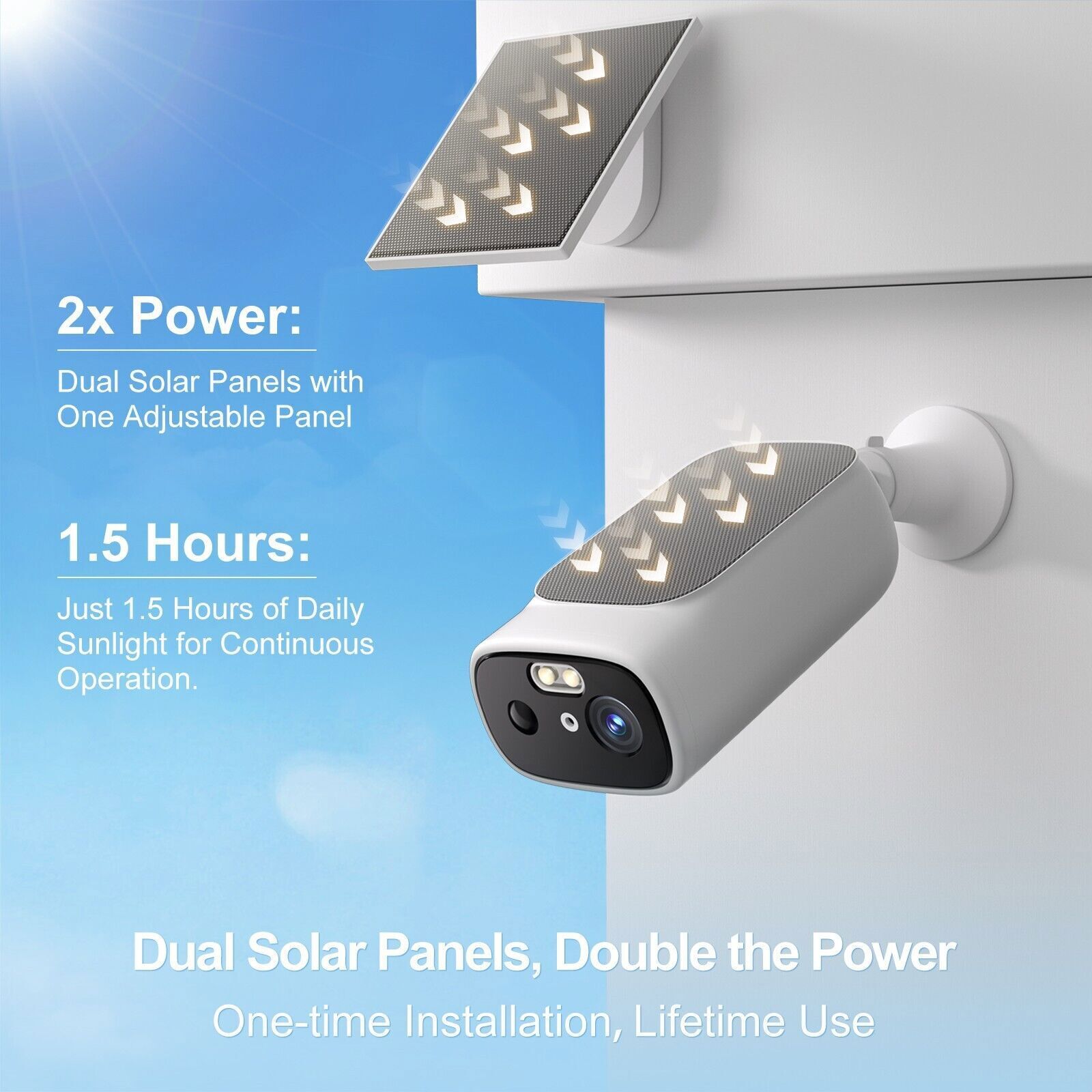 2K Solar Battery Powered Wireless WiFi Outdoor Home Security Camera