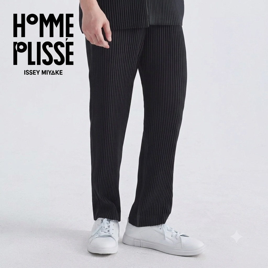Japan Homme Plisse ISSEY MIYAKE Straight Leg Black Casual Pants JF150