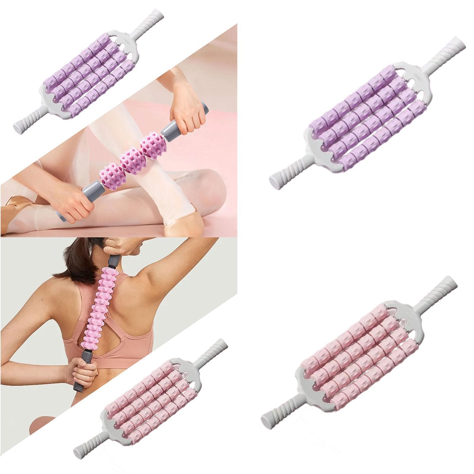 Massage Stick 4 Row Rollers Non Slip Handles Equipment Multipurpose Manual Yoga