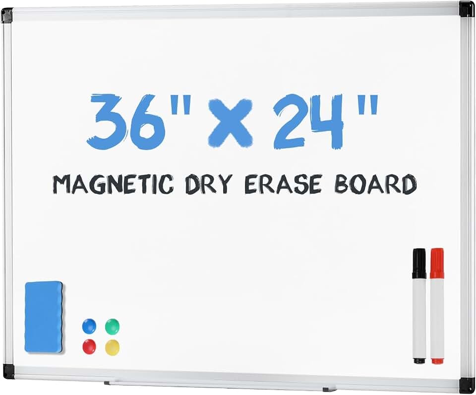 NEWBULIG White Board, 36" x 24" Magnetic Dry Erase Board for Wall with 1 Dry