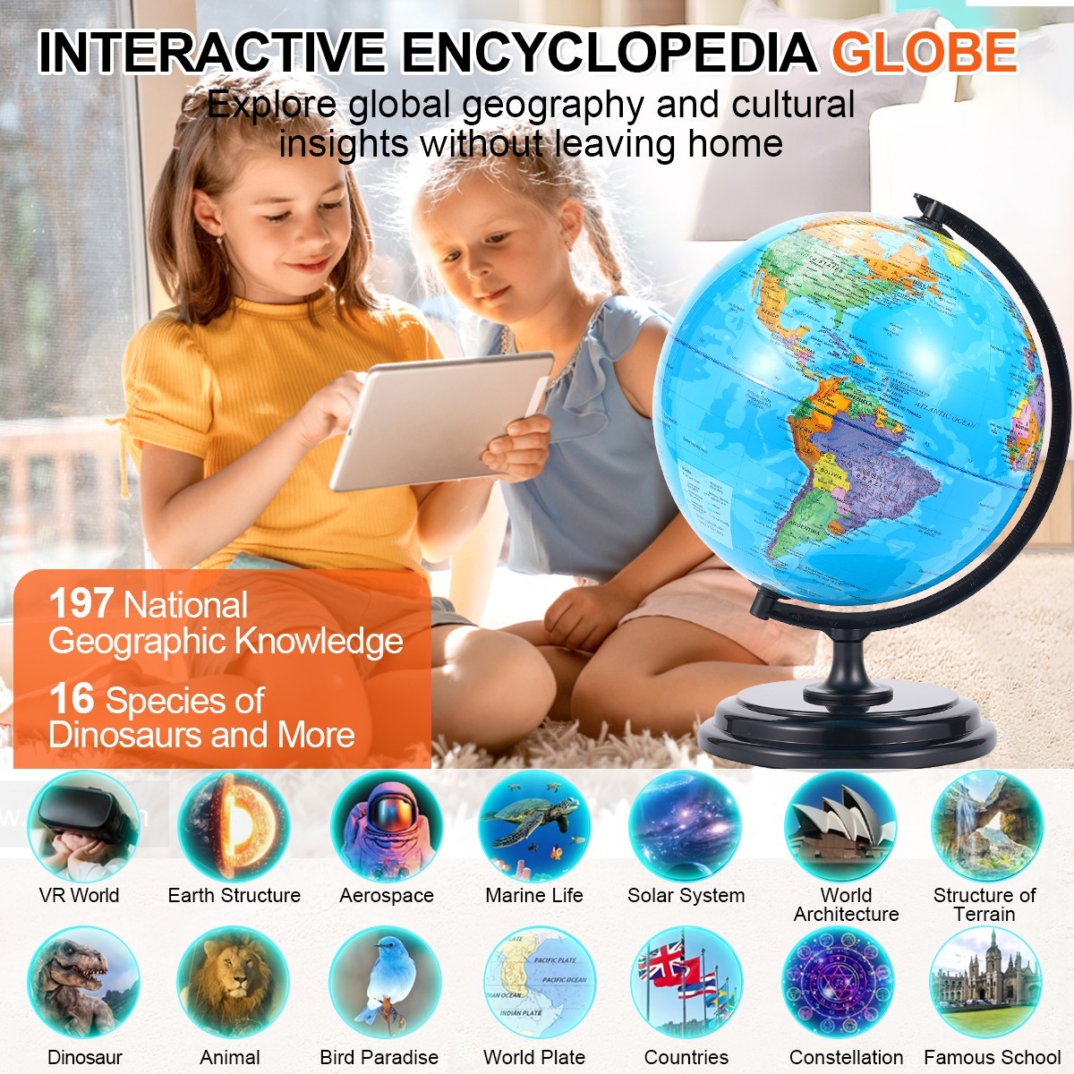 10inch World Globe Educational Desk Globe Rotating World Map Globe with Stand