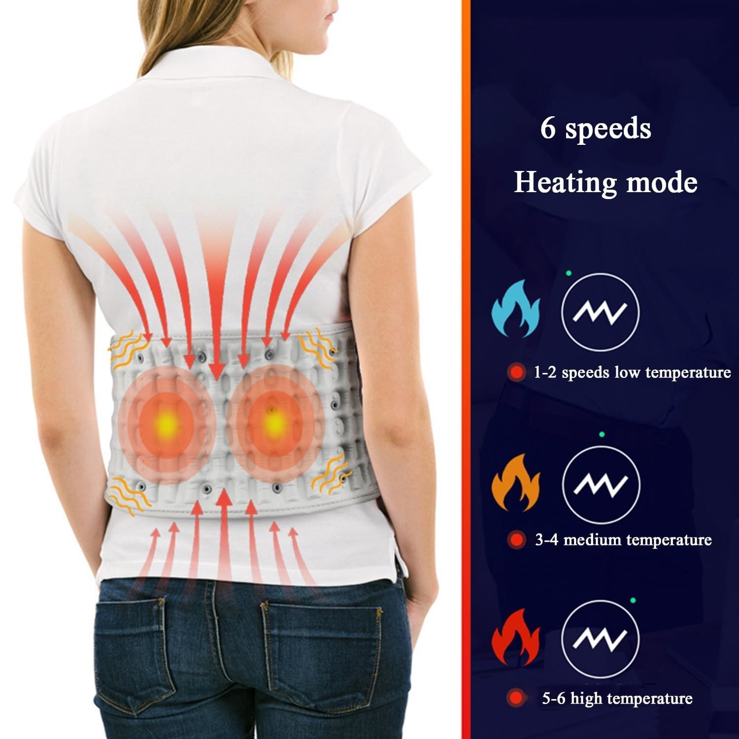 Red Light Heating Decompression Back Belt Massage Pain Relief Lower Back Lumbar