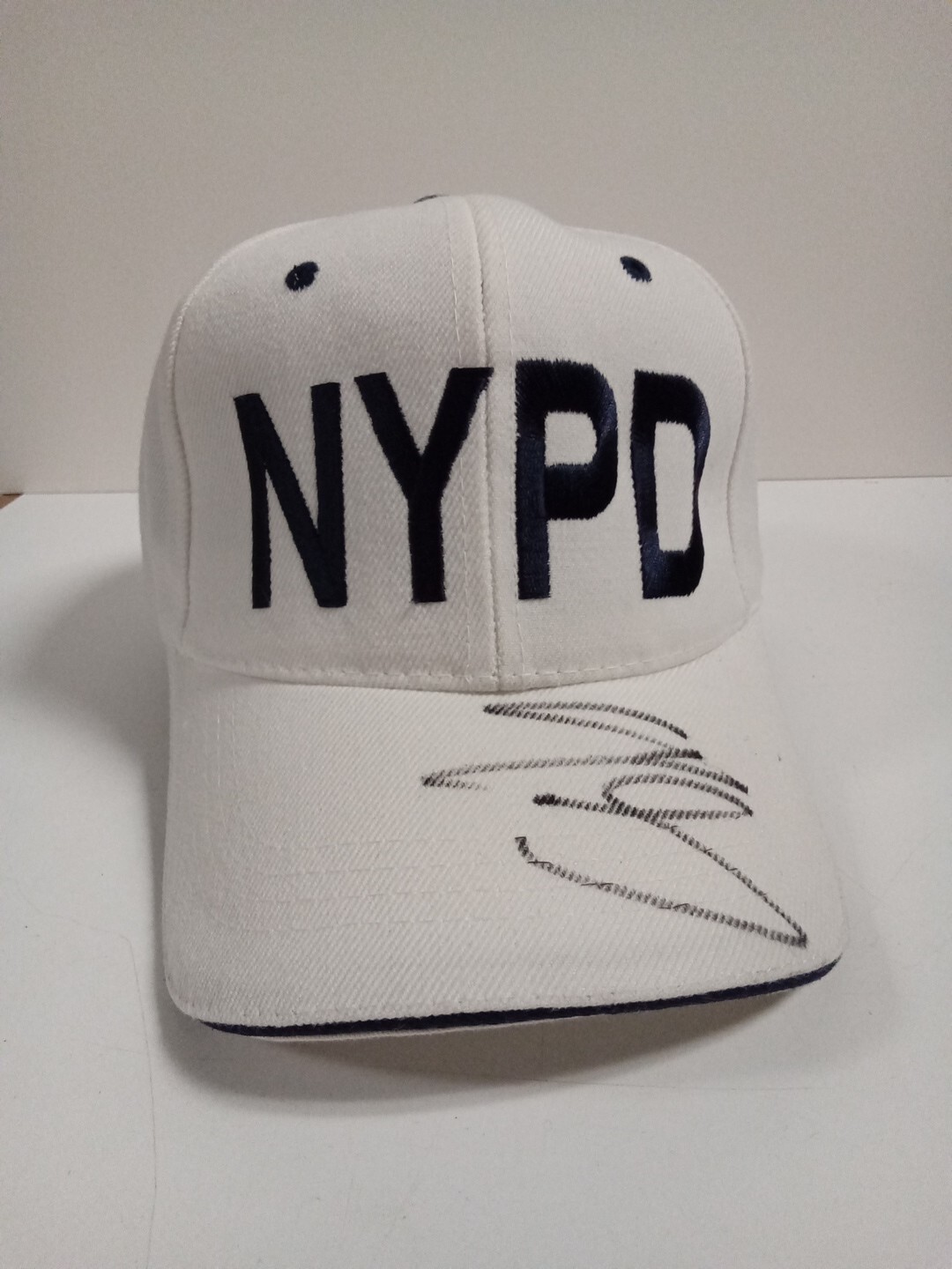 Randy Johnson Signed NYPD White Baseball Hat JSA ** #