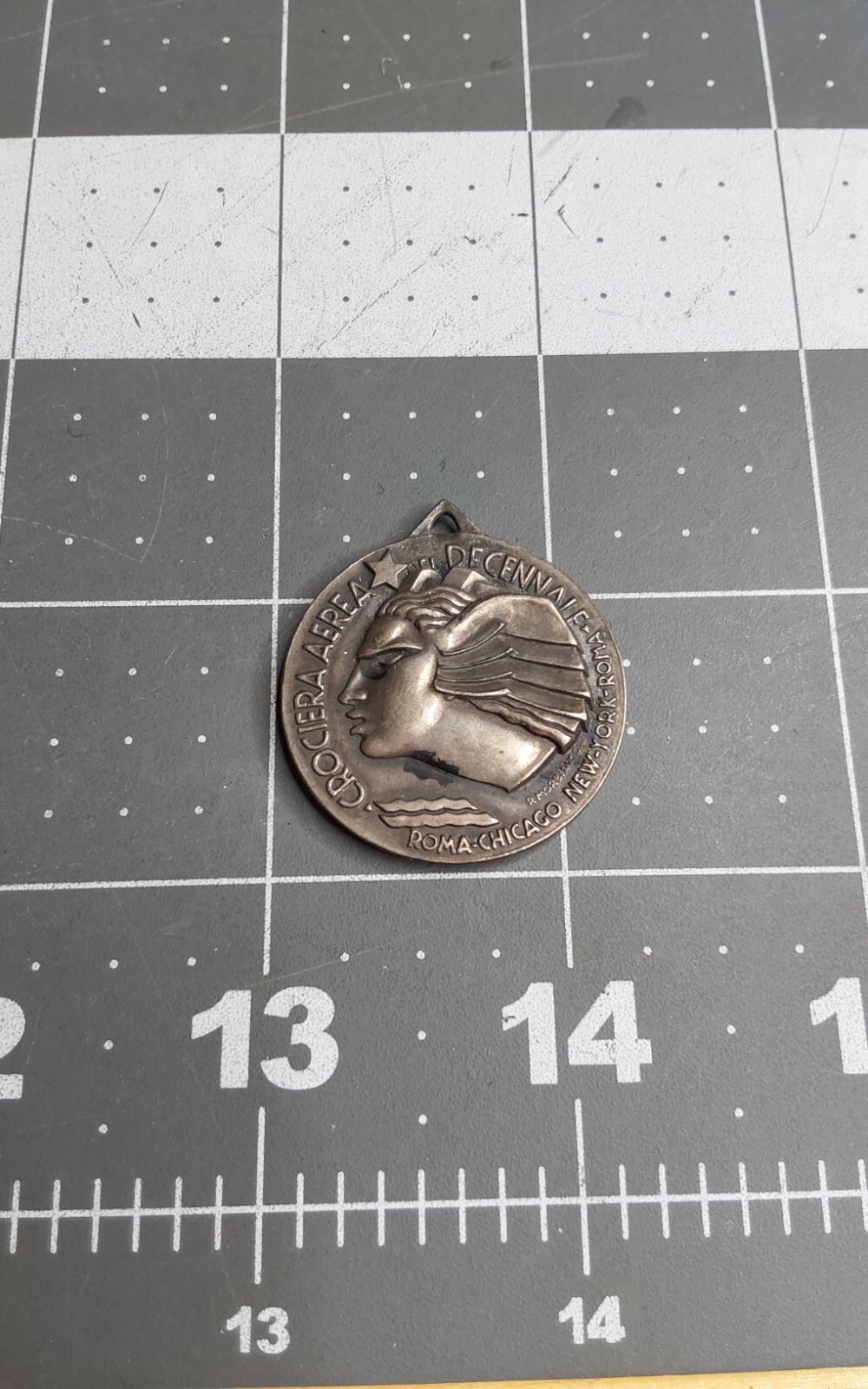1933 Transatlantic Rome to New York Crociera Aerea Del Decennale Pendant Medal