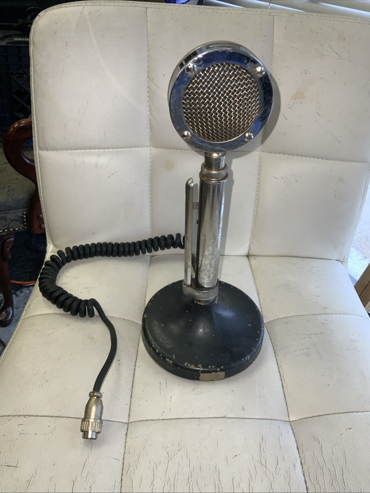 Astatic D-104 Desk Microphone T-UP9 Stand Black Silver Vintage CB Ham Radio