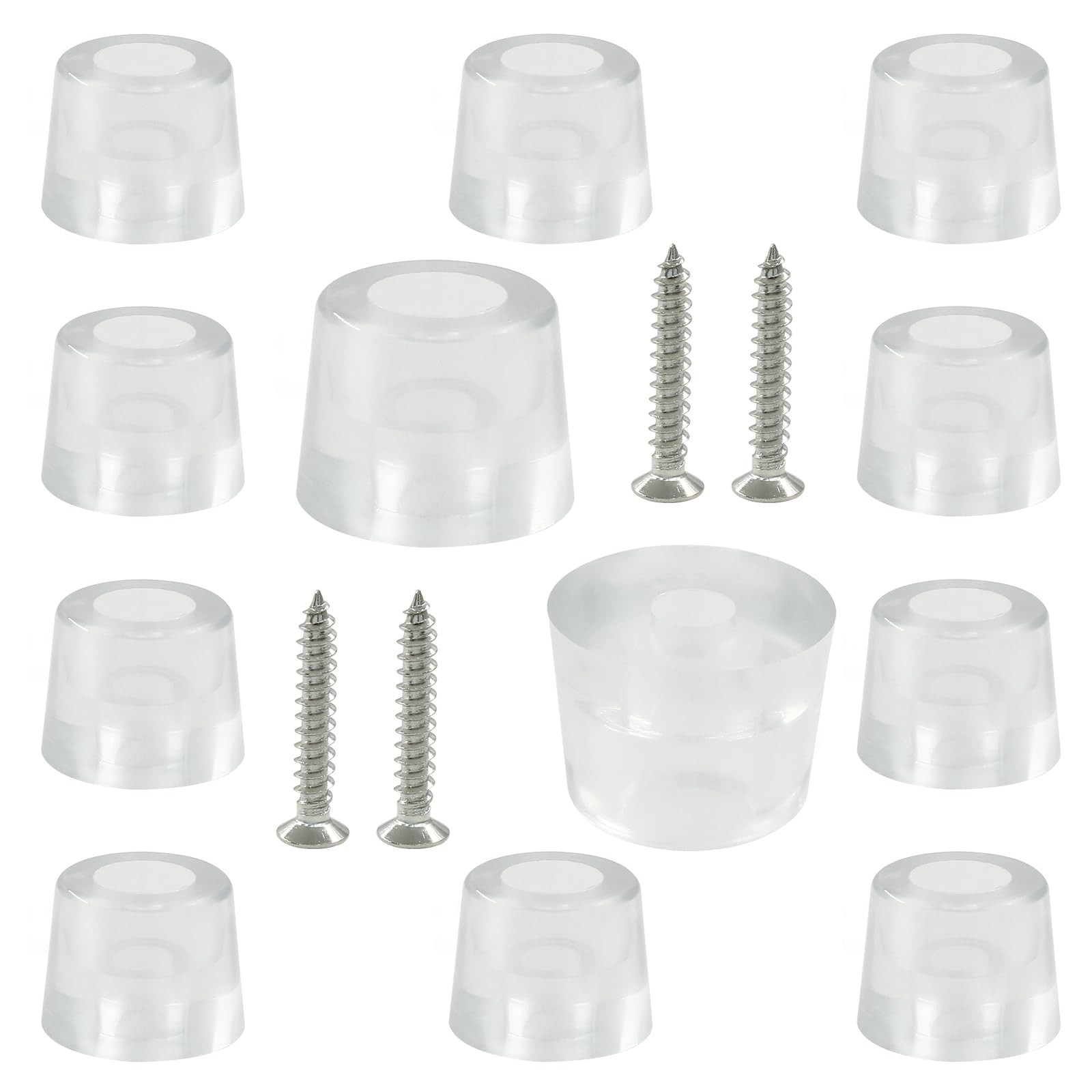12Pcs Clear Rubber Feet for Cutting Board with Stainless Screws, Round Rubber...