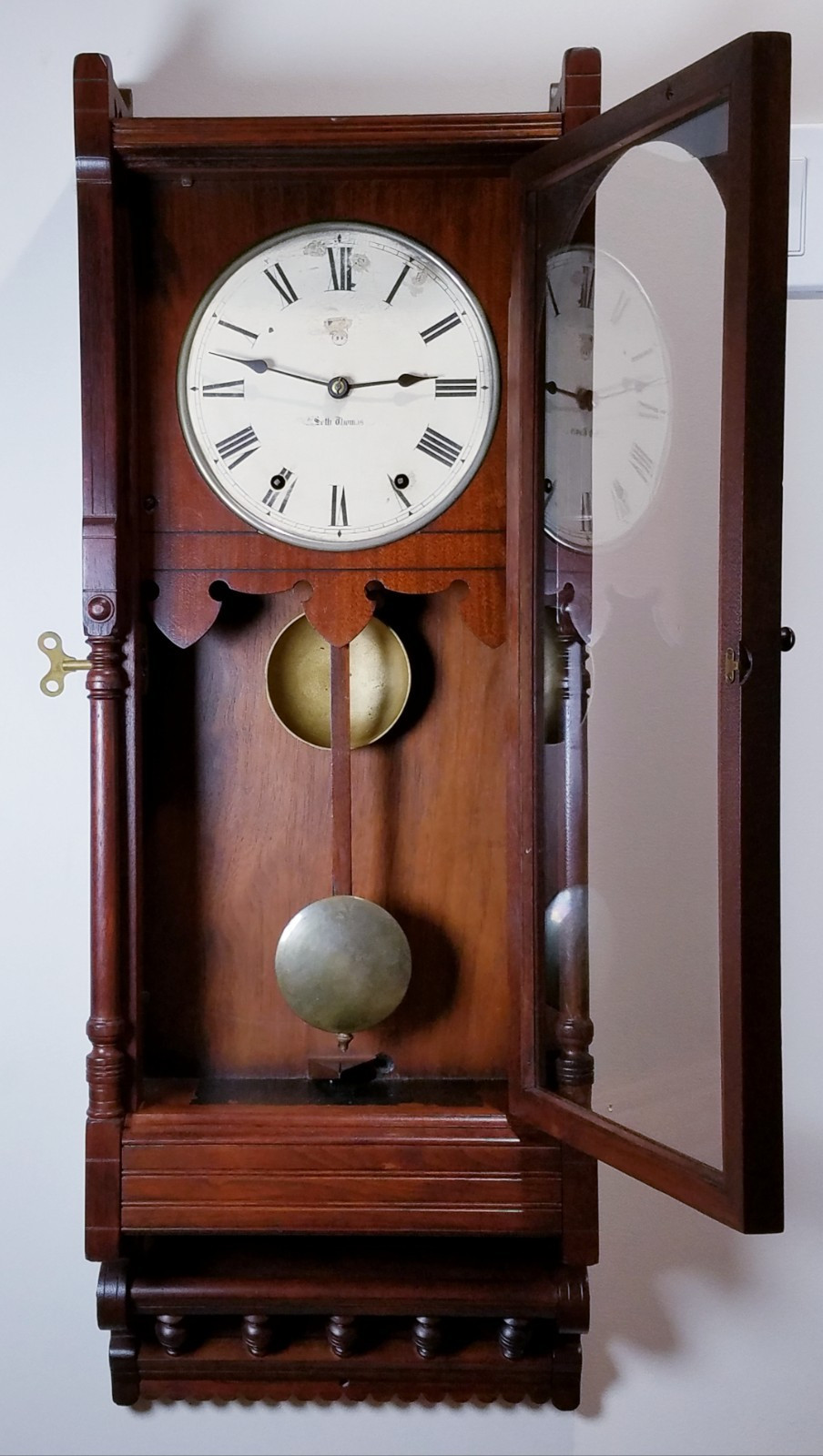 Antique Seth Thomas "Queen Anne" Wall Clock 8-Day, Time/Strike, Key-wind