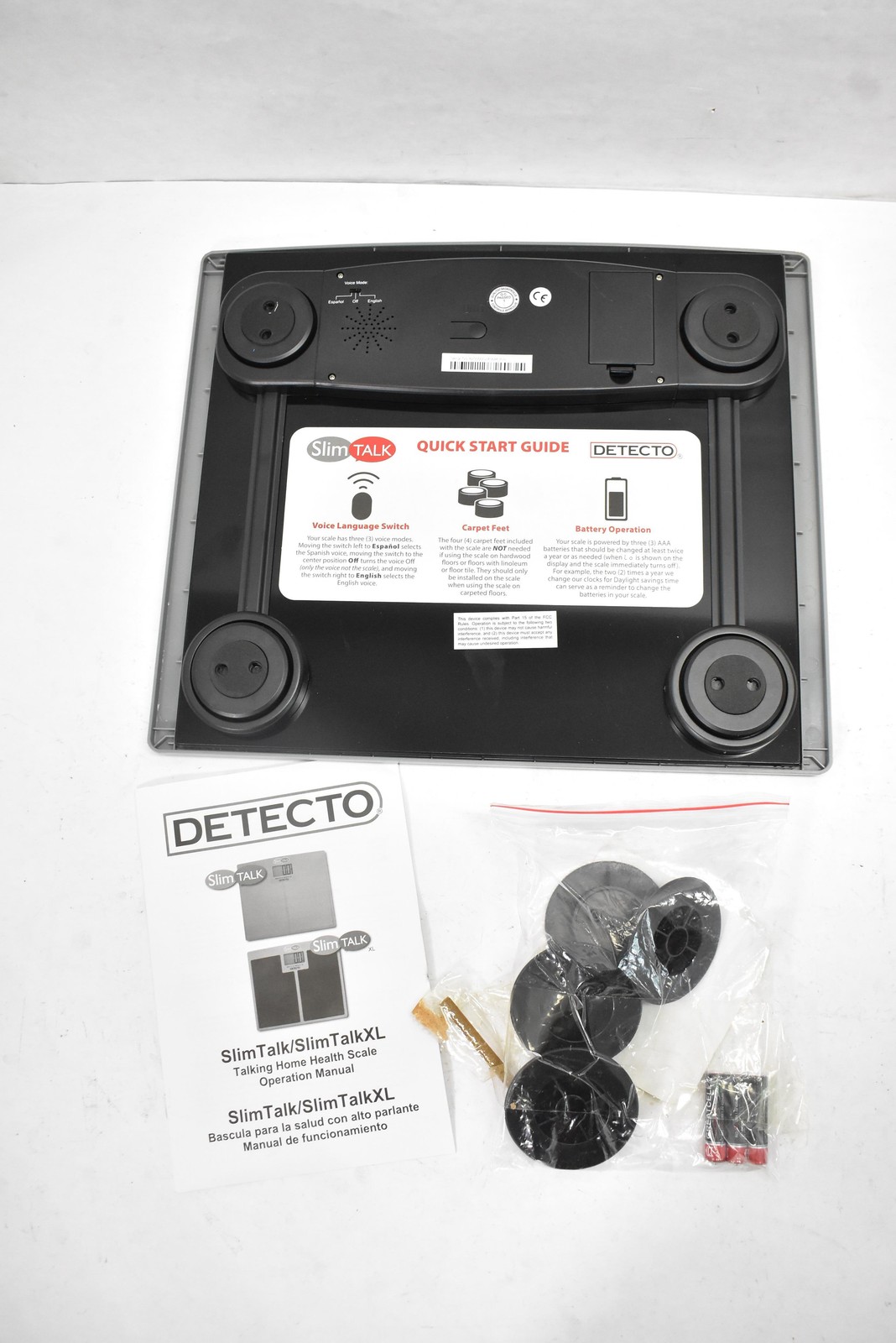 Detecto SlimTALKXL Talking Digital Bathroom Scale Black LCD Big Display