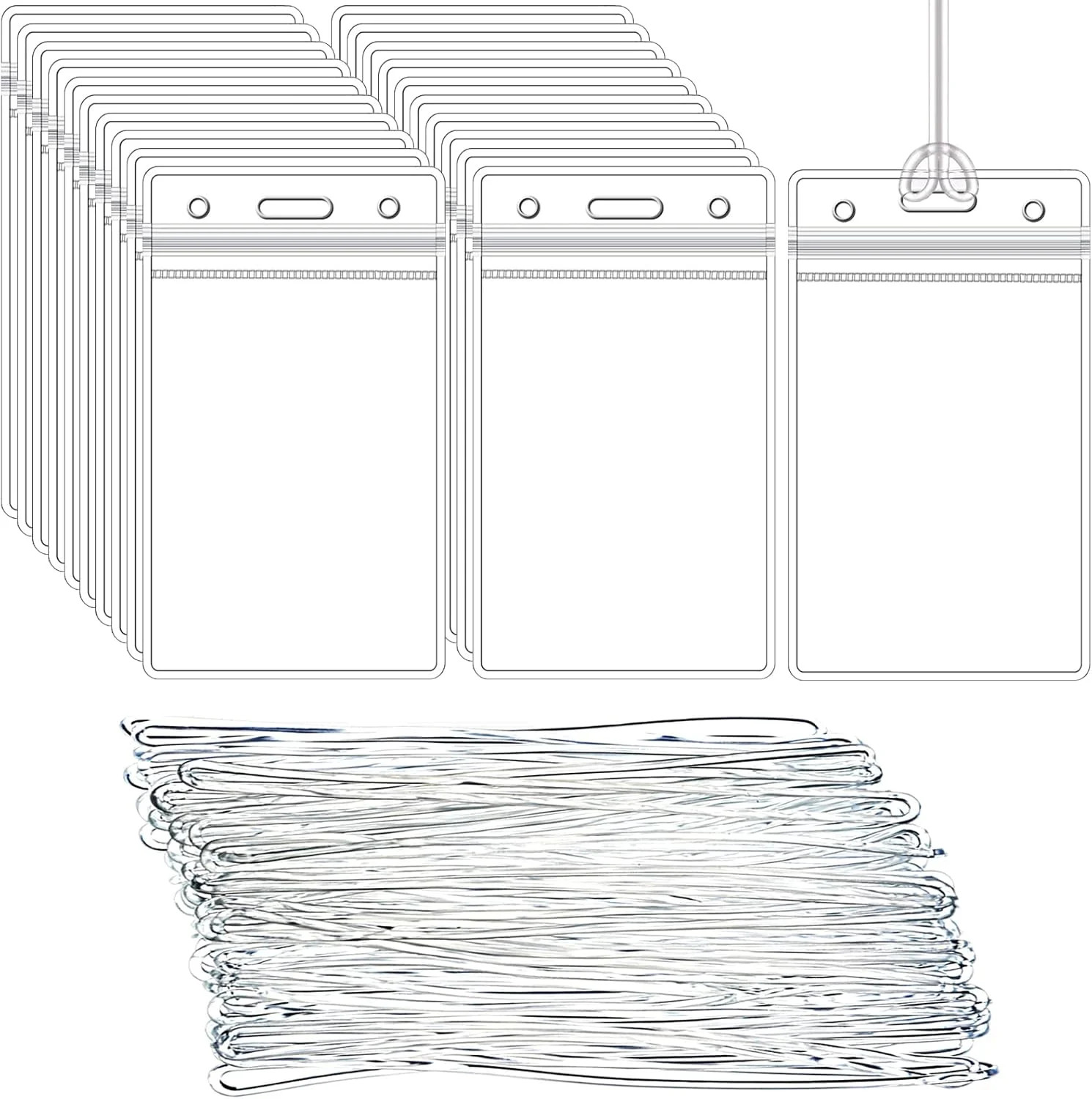 100 Pack Clear Luggage Tags Bag Tags Holder Identification ID Card Badge Holder