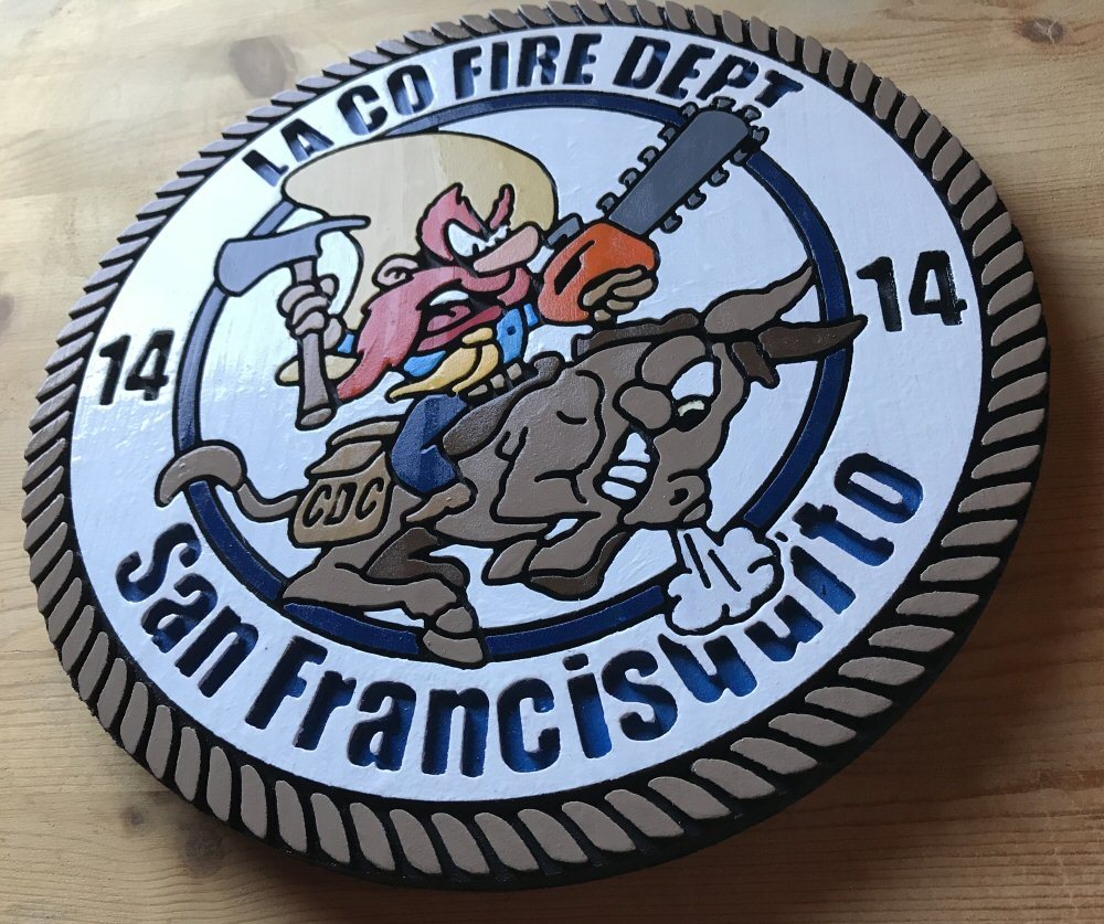 Fire Department Los Angeles County San Francisquito routed patch plaque sign