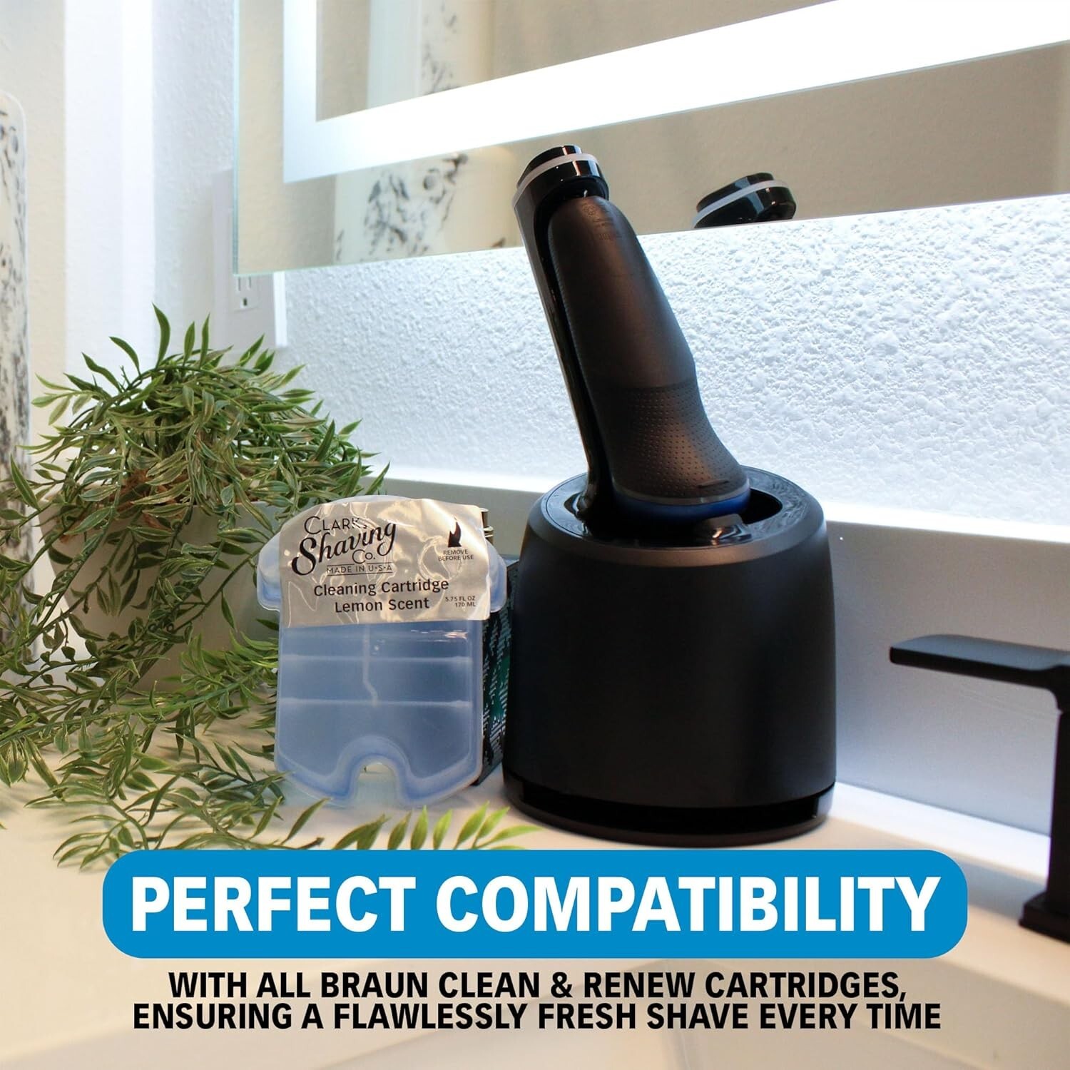 32oz Shaver Cleaning Solution & Easy Refill. Compatible with Braun Clean & Re...