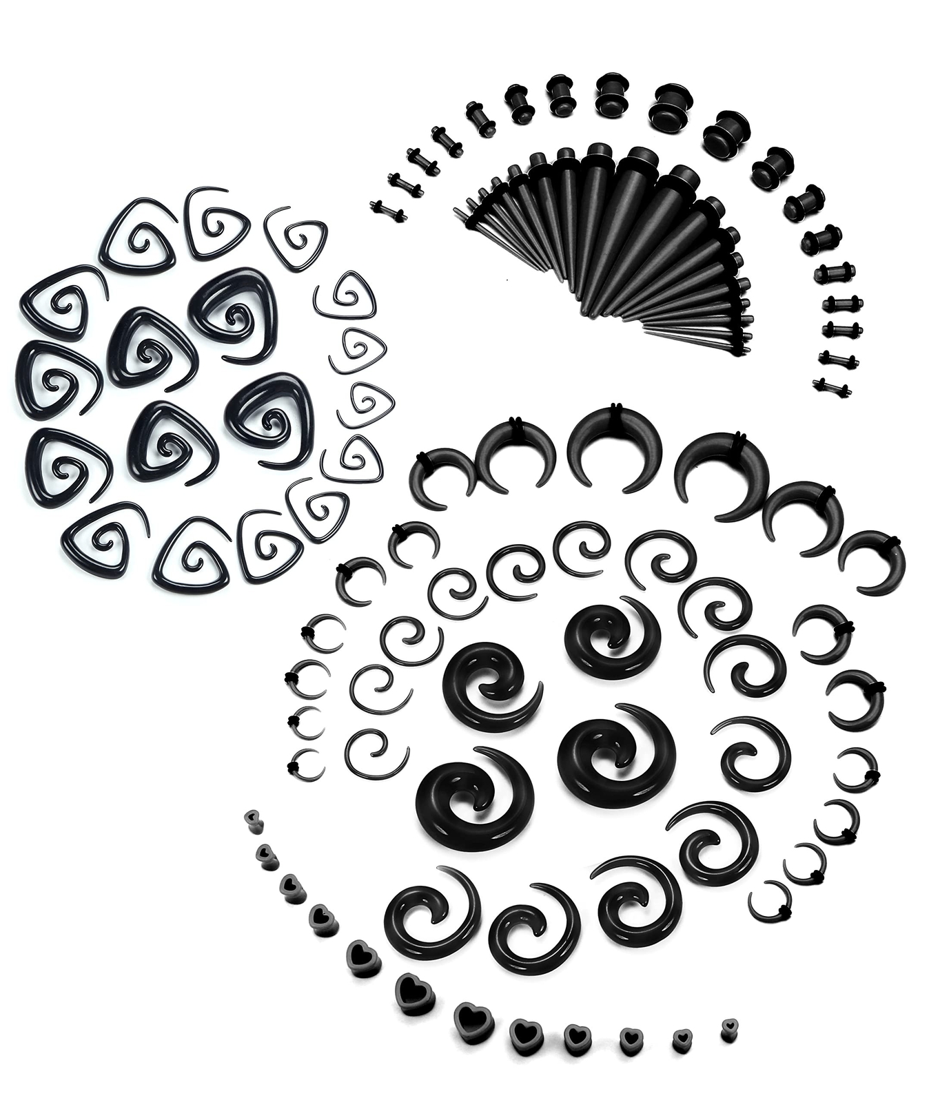 Ubjuliwa 102Pcs Ear Stretching Kit 14G-00G Ear Gauges Expander Set Acrylic Ta...