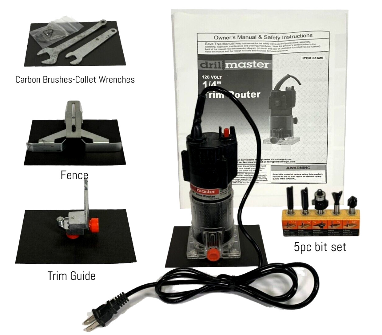 ROUTER-1/4" COLLET-WITH BITS AND ACCESSORIES