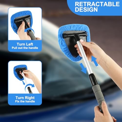 6 Pcs Windshield Cleaning Tool, Car Window Cleaner Kit triangle Blue - Triangle