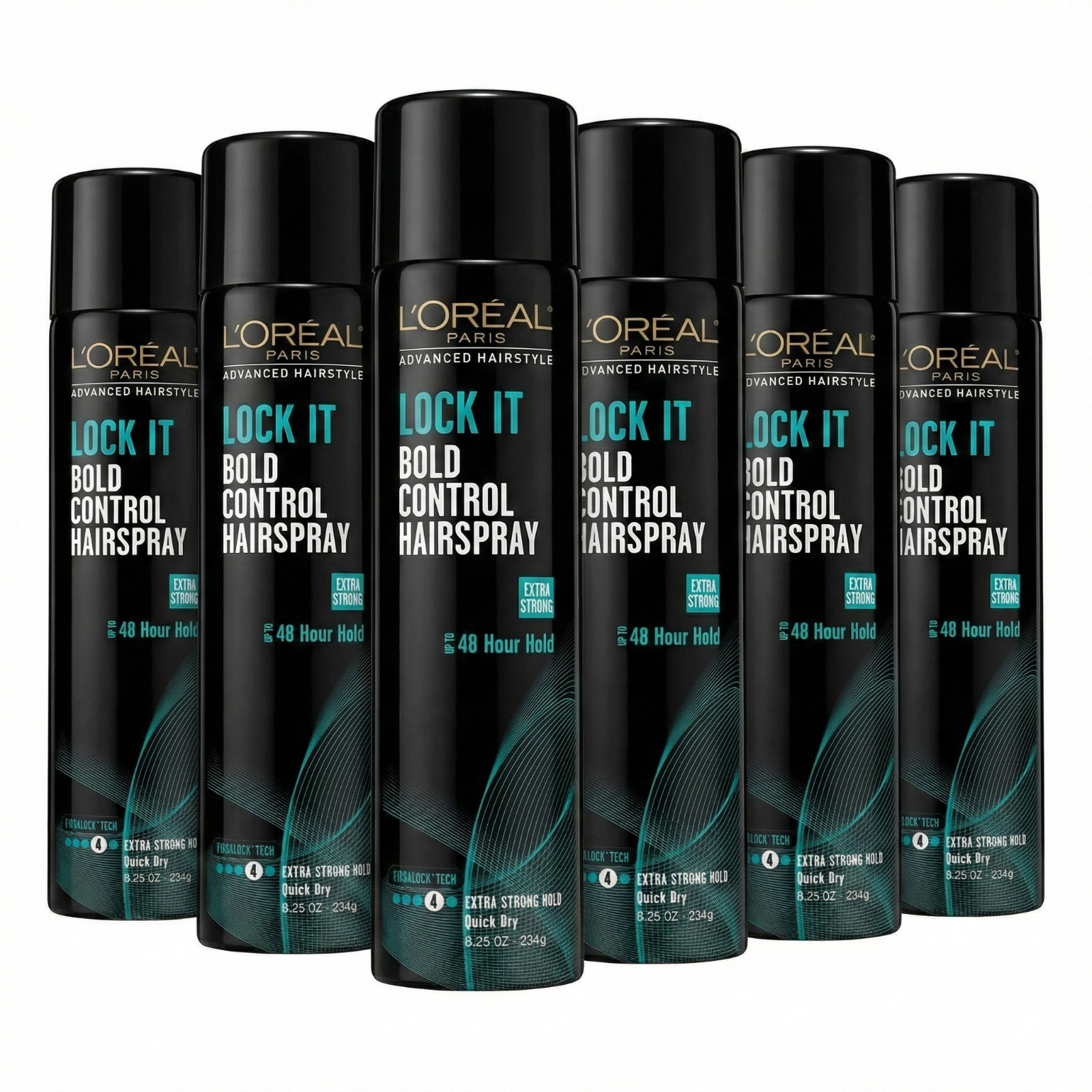 L'Oreal Paris Lock It Bold Control Hairspray, 8.25 oz (Pack of 6) - 48H Hold