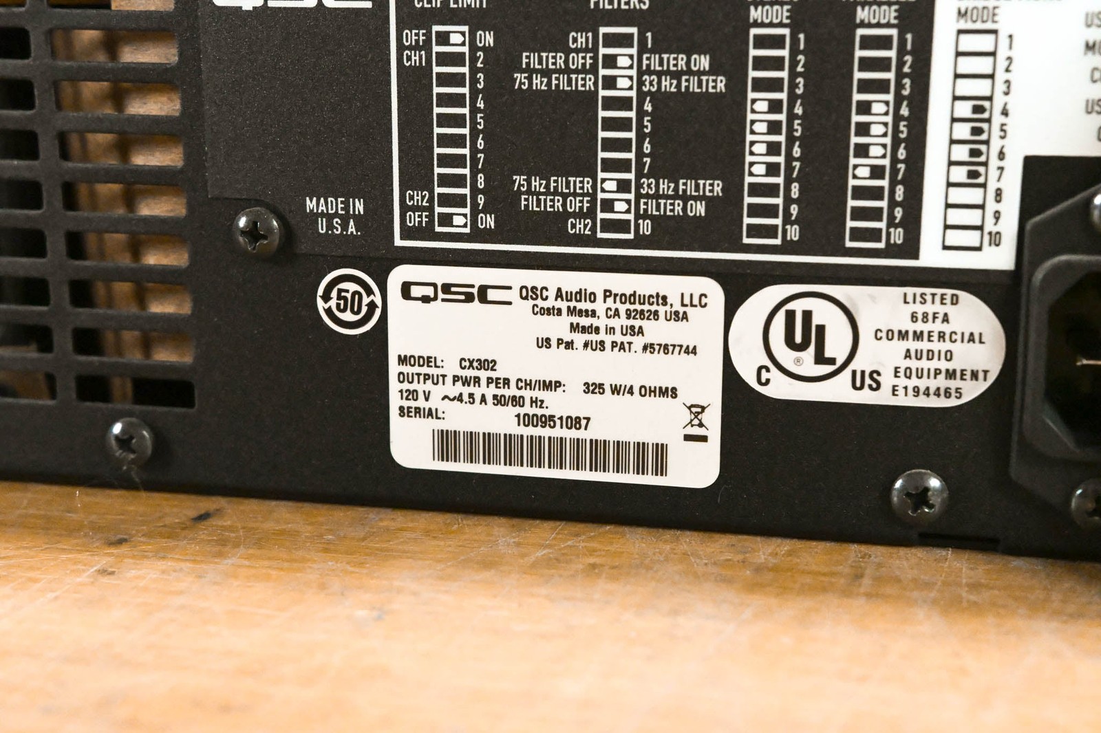 QSC CX302 2-Channel Power Amplifier CG0127F