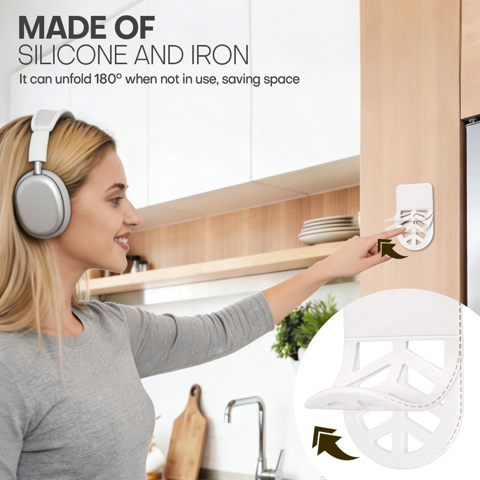 Wall Mount Headphone Stand, 2-in-1 Bendable Silicone Controller Holder, Adhes...
