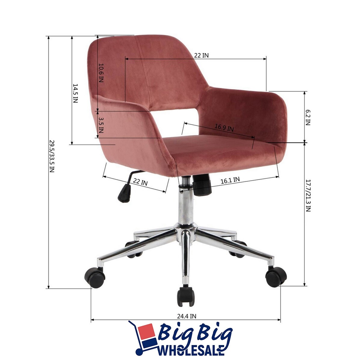 Ergonomic Velvet Office Chair Mid Back Executive Swivel Computer Home Desk Seat
