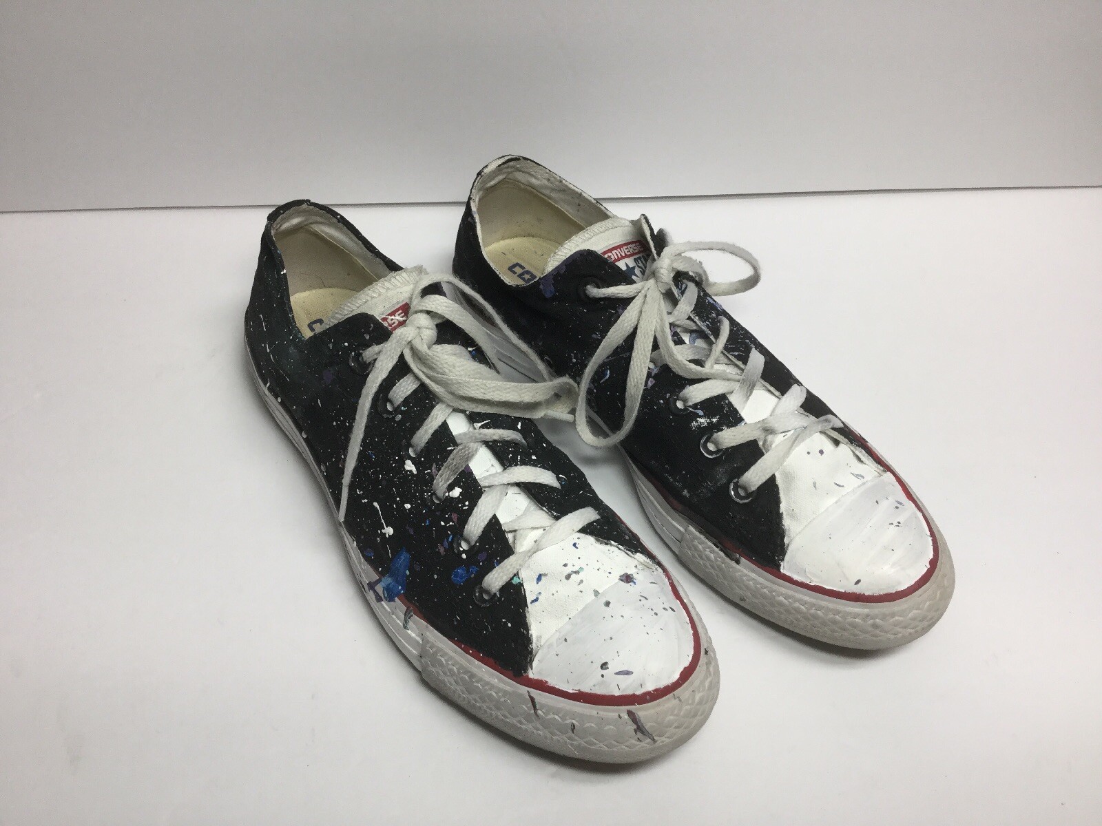 Converse All Star Shoes Unisex Black painted sneakers mens 8M womens 10M