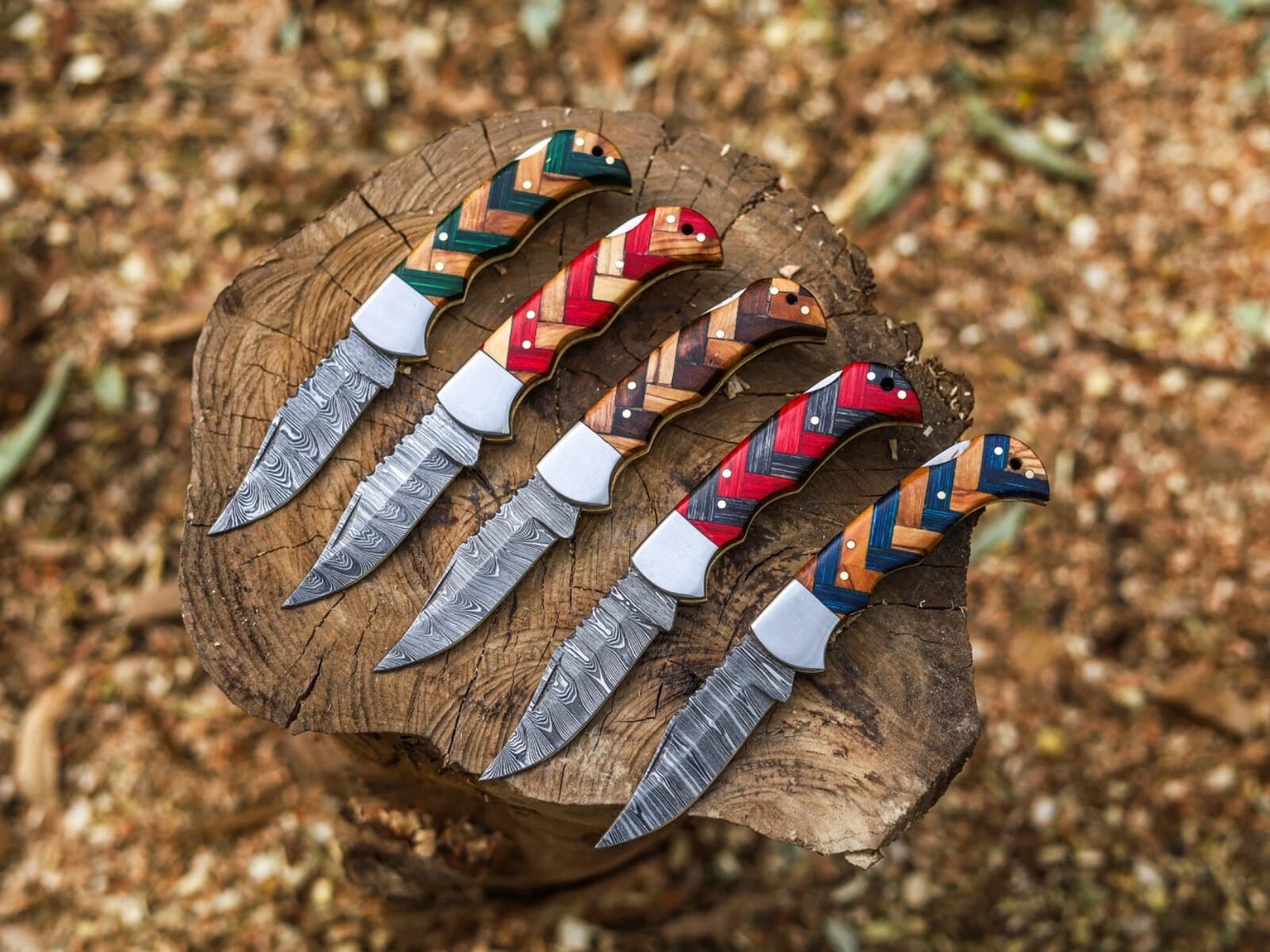 LOT OF 20 Pcs Handmade Damascus Steel Folding Knives, pocket Knives With Sheaths