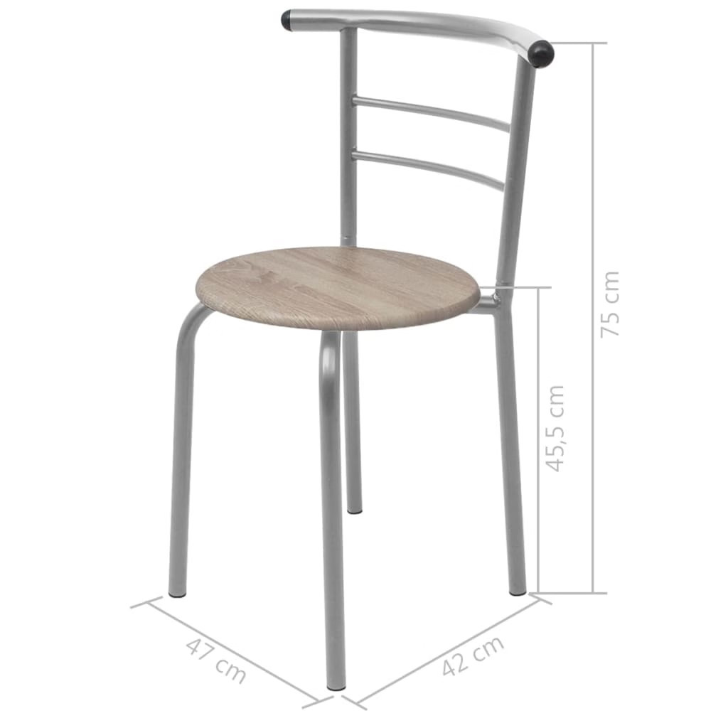 Dining Set Silver and wood grain MDF and iron Standard Modern