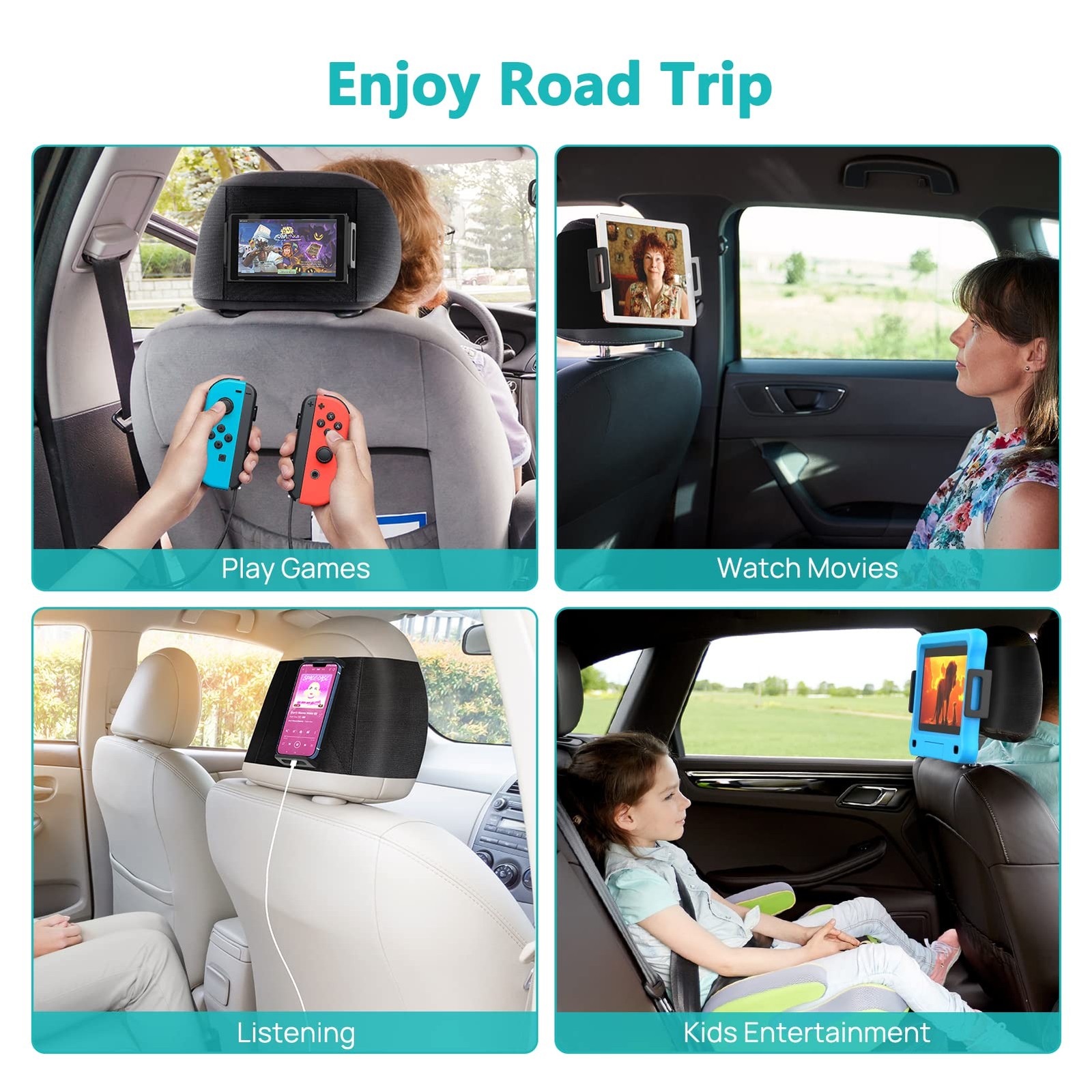 Abemala 2 Pack Car Headrest Tablet Holder, iPad Holder for 2 Pack, 2