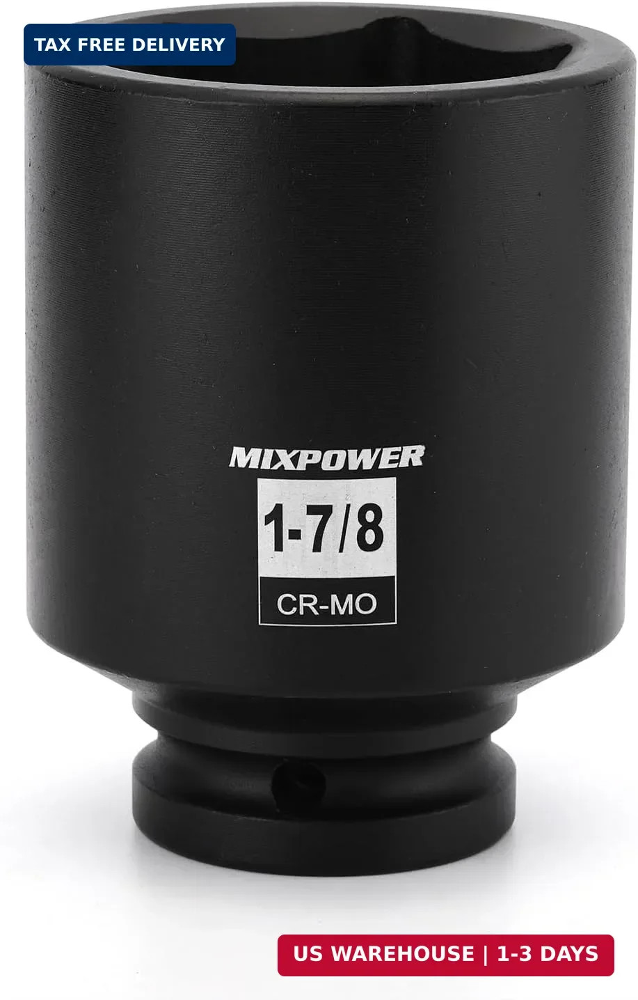 MIXPOWER 3/4" Drive Deep Impact Socket, CR-MO, 1-7/8", SAE, 6 Point, Axle Nut Im