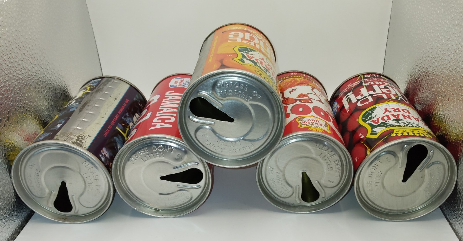 Lot 5 Soda Cans,Canada Dry, 70's
