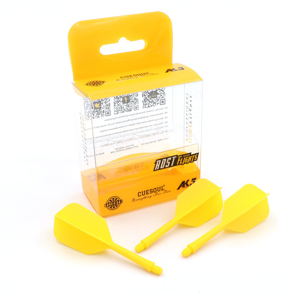 CUESOUL ROST Integrated Dart Shaft and Flights Medium,Slim Shape,Set of 3-Yellow