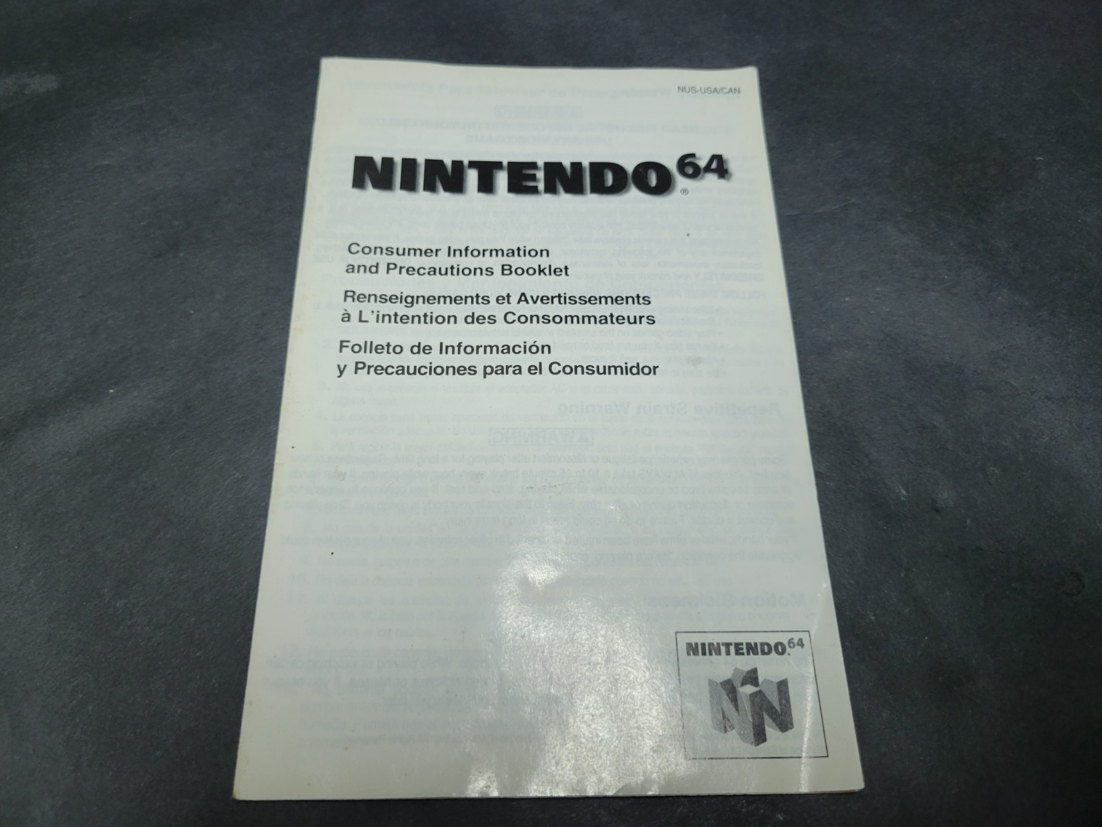 Nintendo 64 Consumer Information and Precautions Booklet NUS-USA/CAN