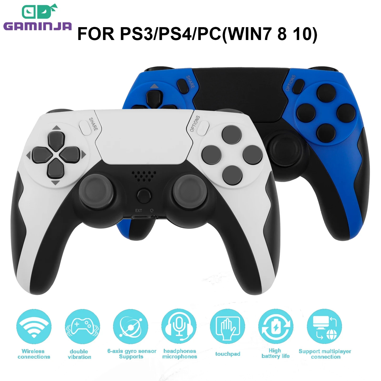 Wireless Controller Compatible with PS4 PS3 PC Bluetooth Gamepad Dual Vibration#
