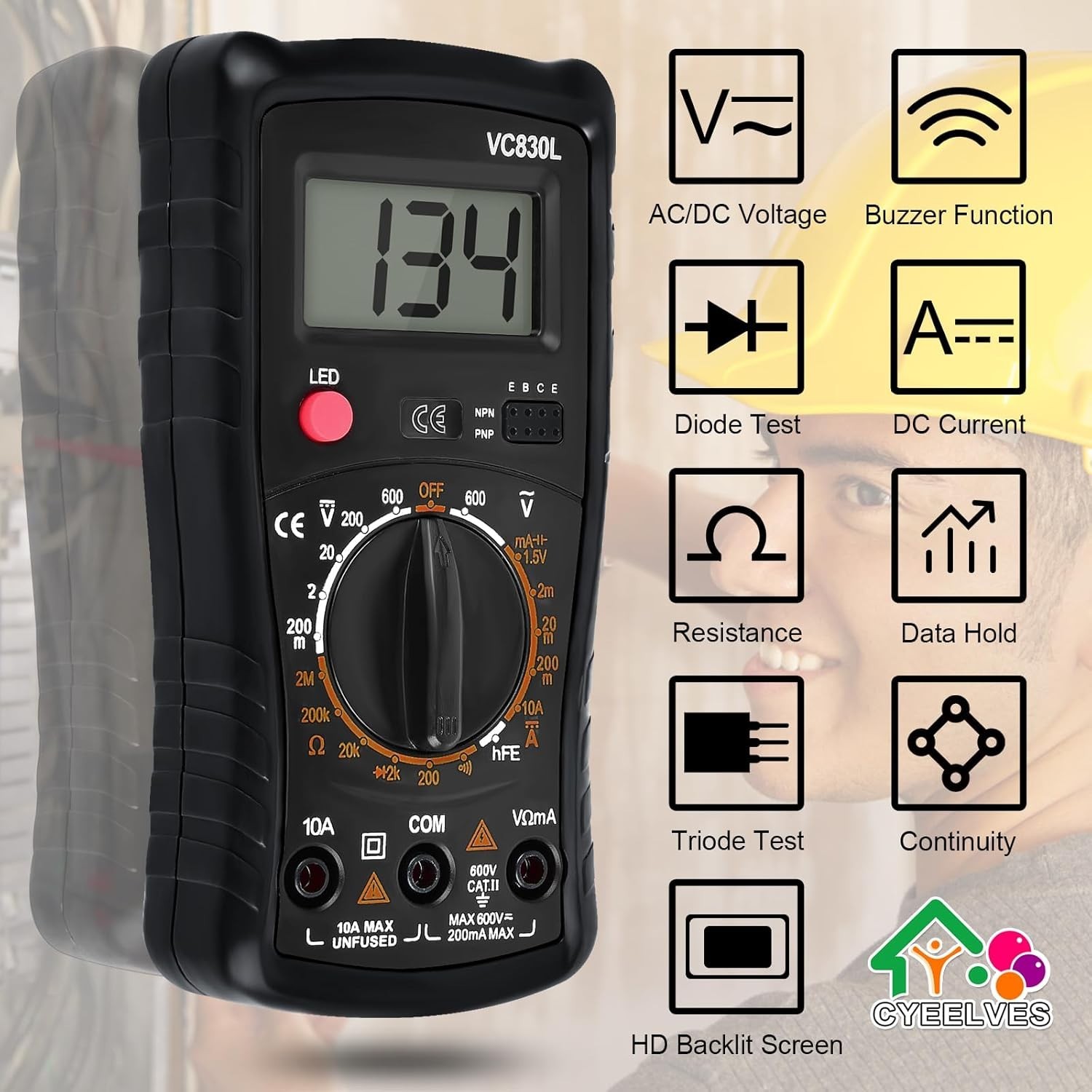 Versatile Pocket-Sized Multimeter with LCD Display for Electrical Measurements