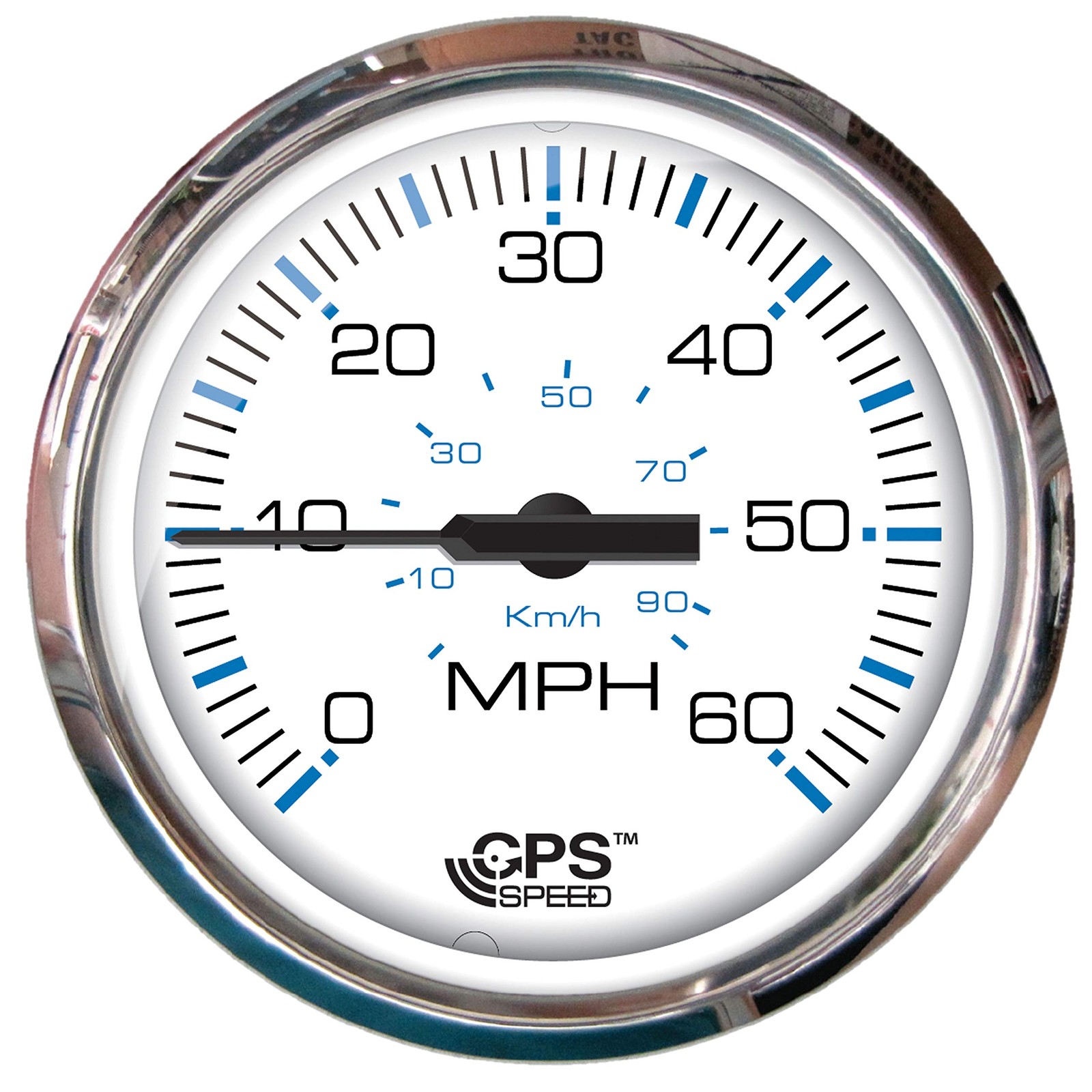 Faria Chesapeake White Stainless Steel 4" Speedometer 60 MPH Gps Studded F33839