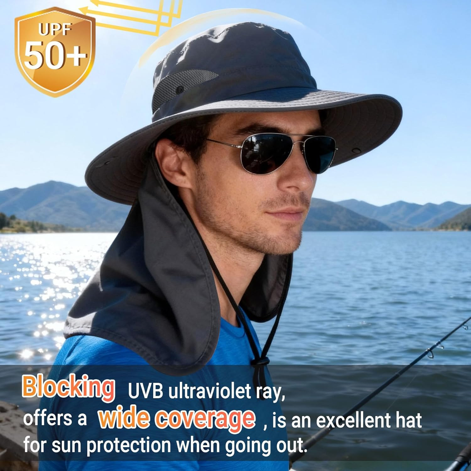 UPF 50+ Sun Hats for Men and Women with Neck Flap and Wide Brim