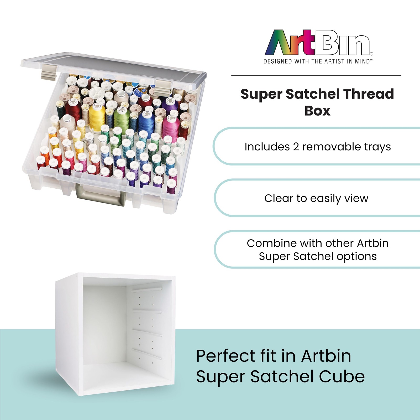 ArtBin Super Satchel Thread Box - Versatile Storage Pack of 1, Clear