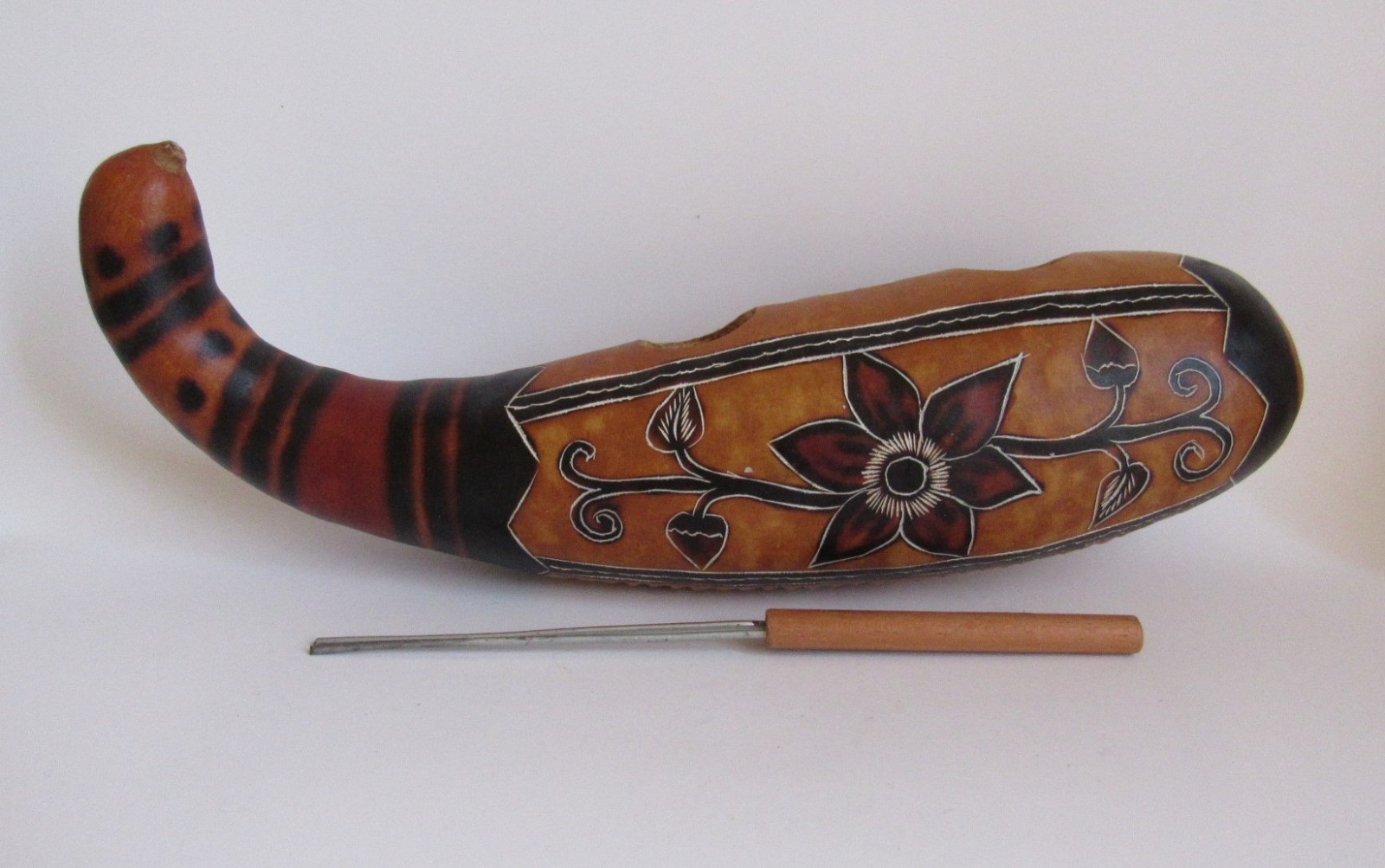 Traditional Carved Guiro Instrument 12 1/4"H Latin American Musical Percussion